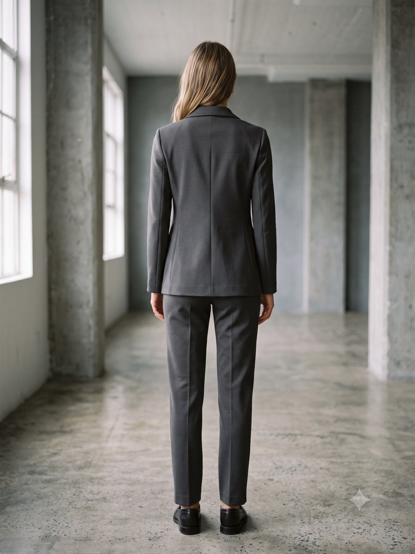 Lintel Ponte Suit Set in Charcoal Marle, back