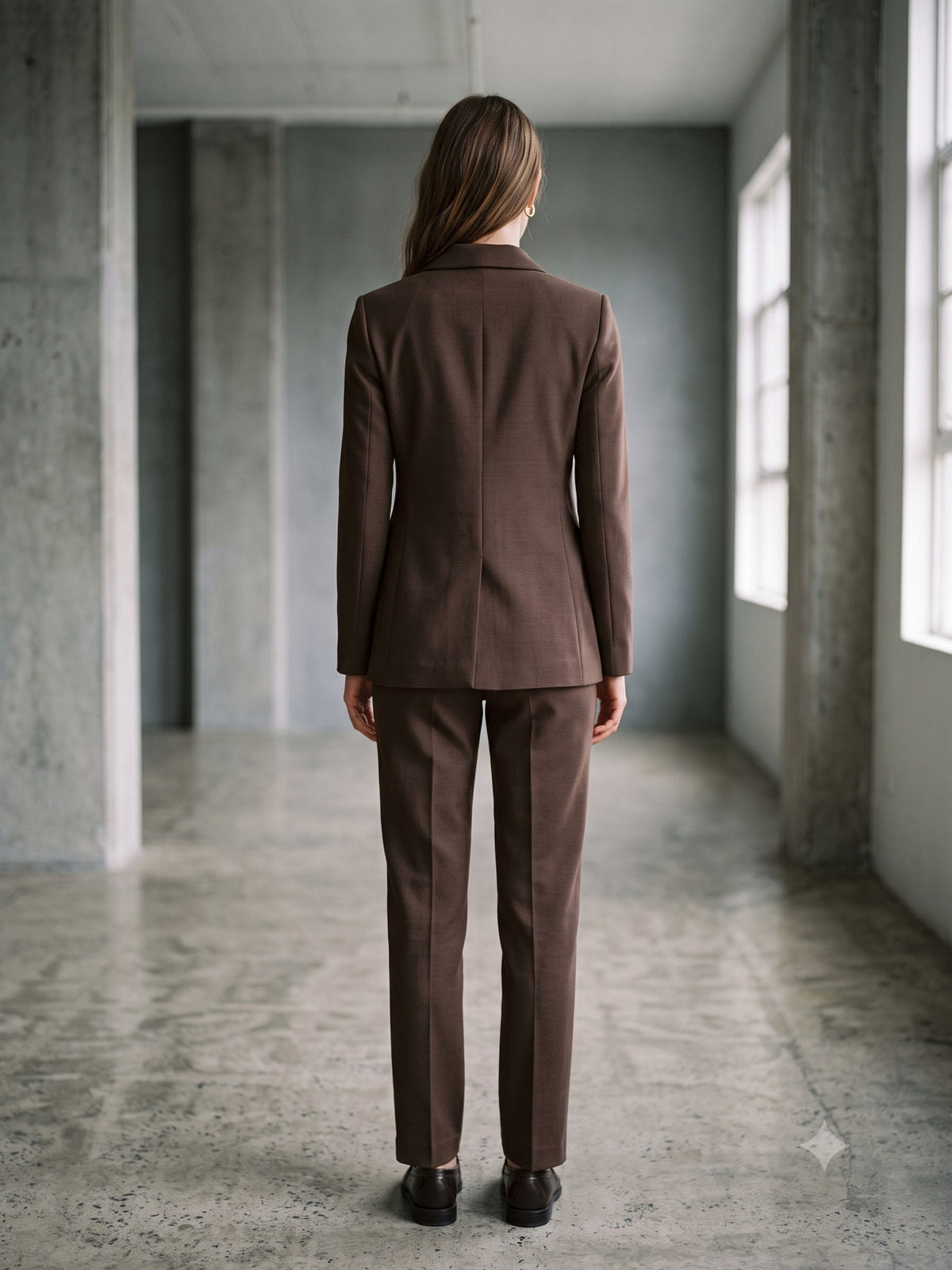 Lintel Ponte Suit Set in Chocolate, back