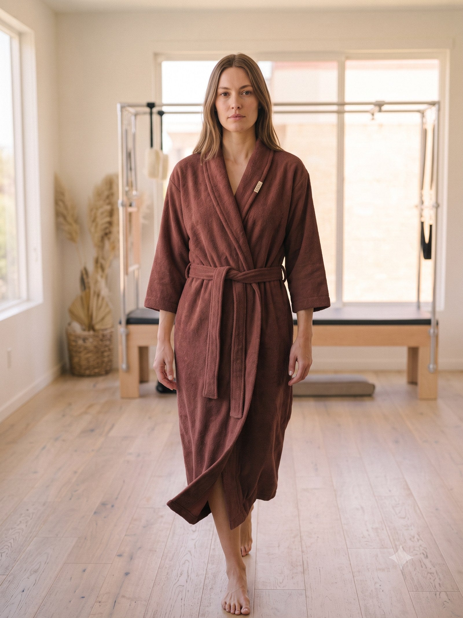 Lull Terry Wrap Robe in Chocolate, front