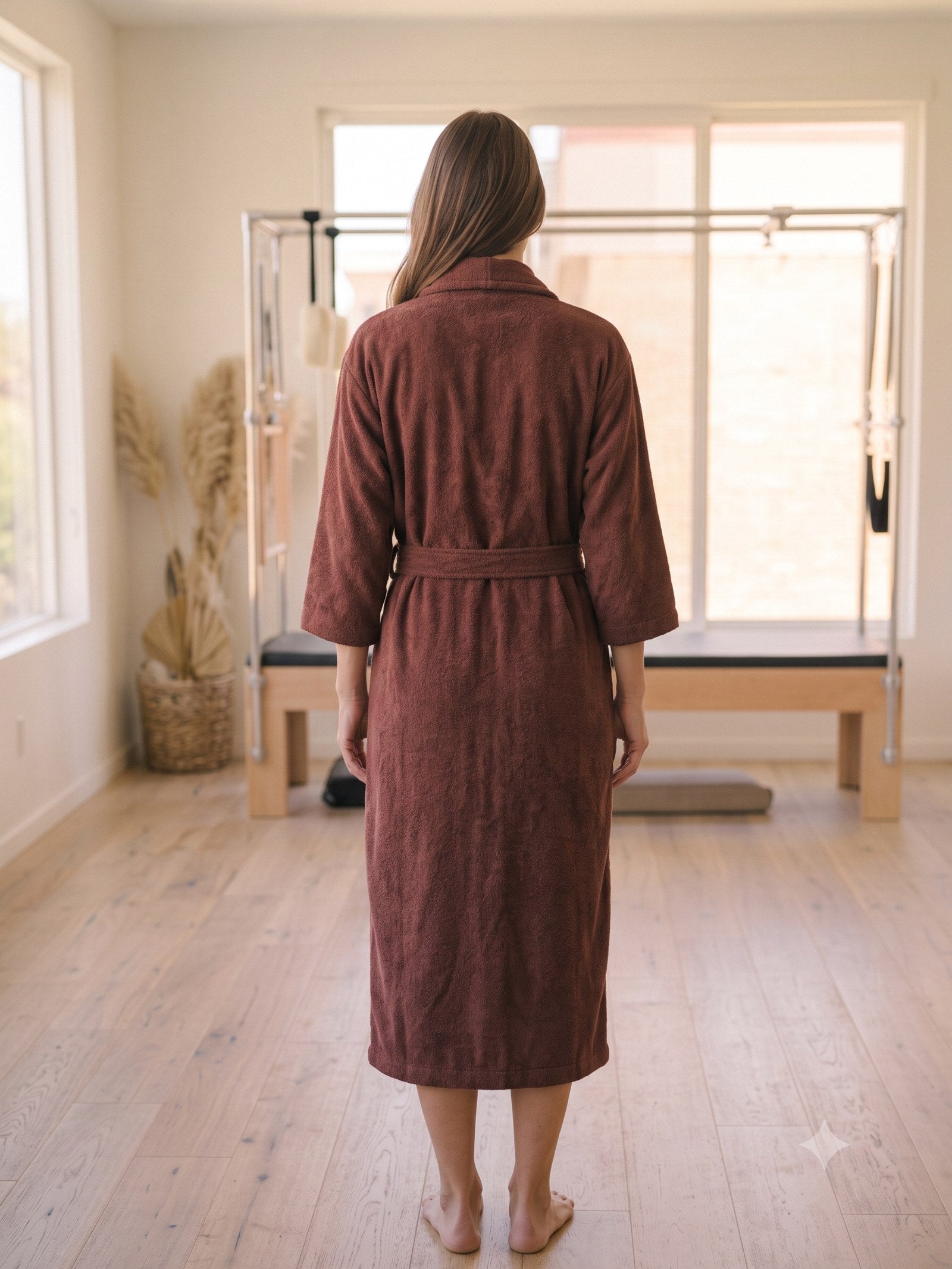 Lull Terry Wrap Robe in Chocolate, back