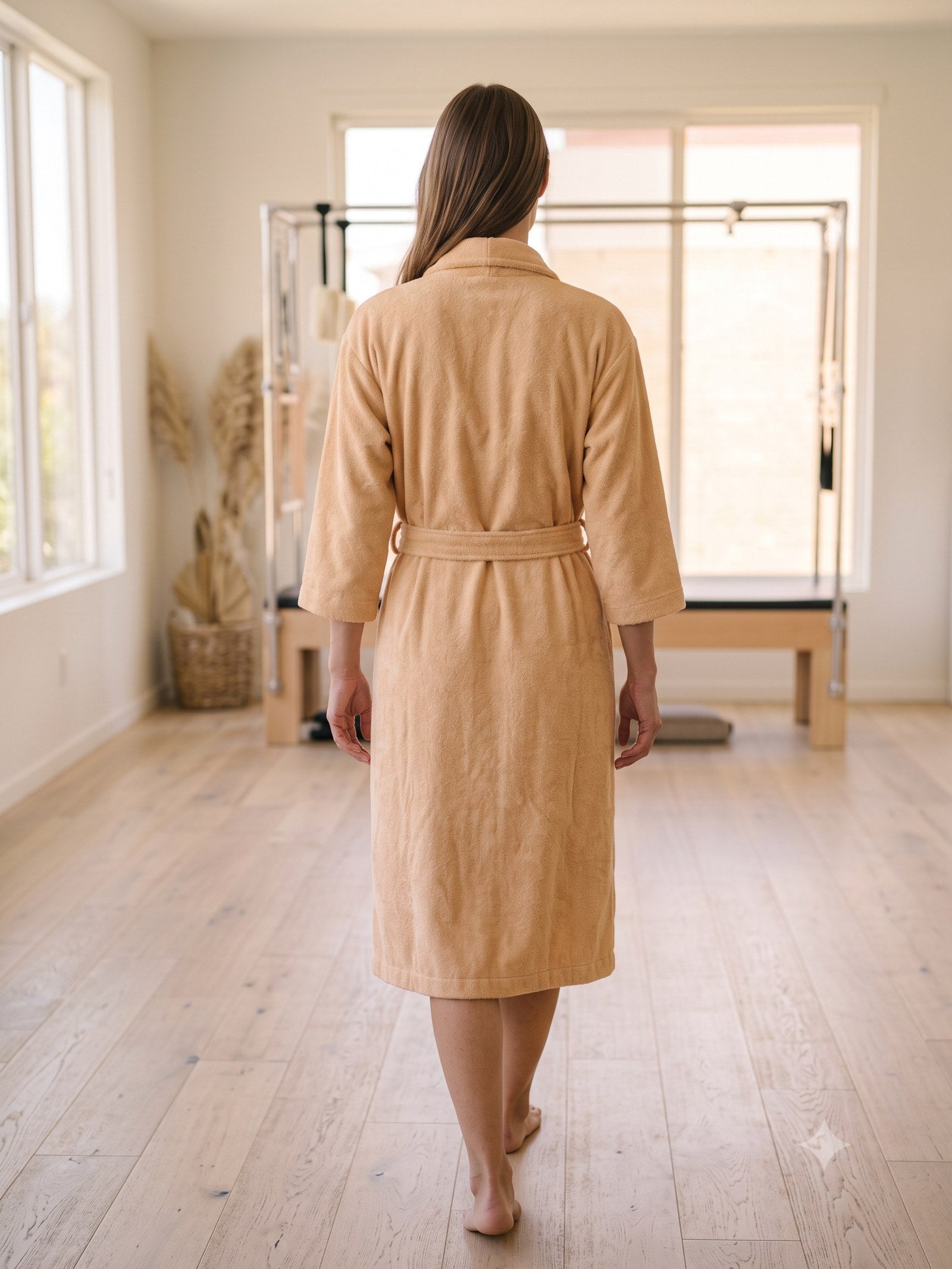Lull Terry Wrap Robe in Sand, back