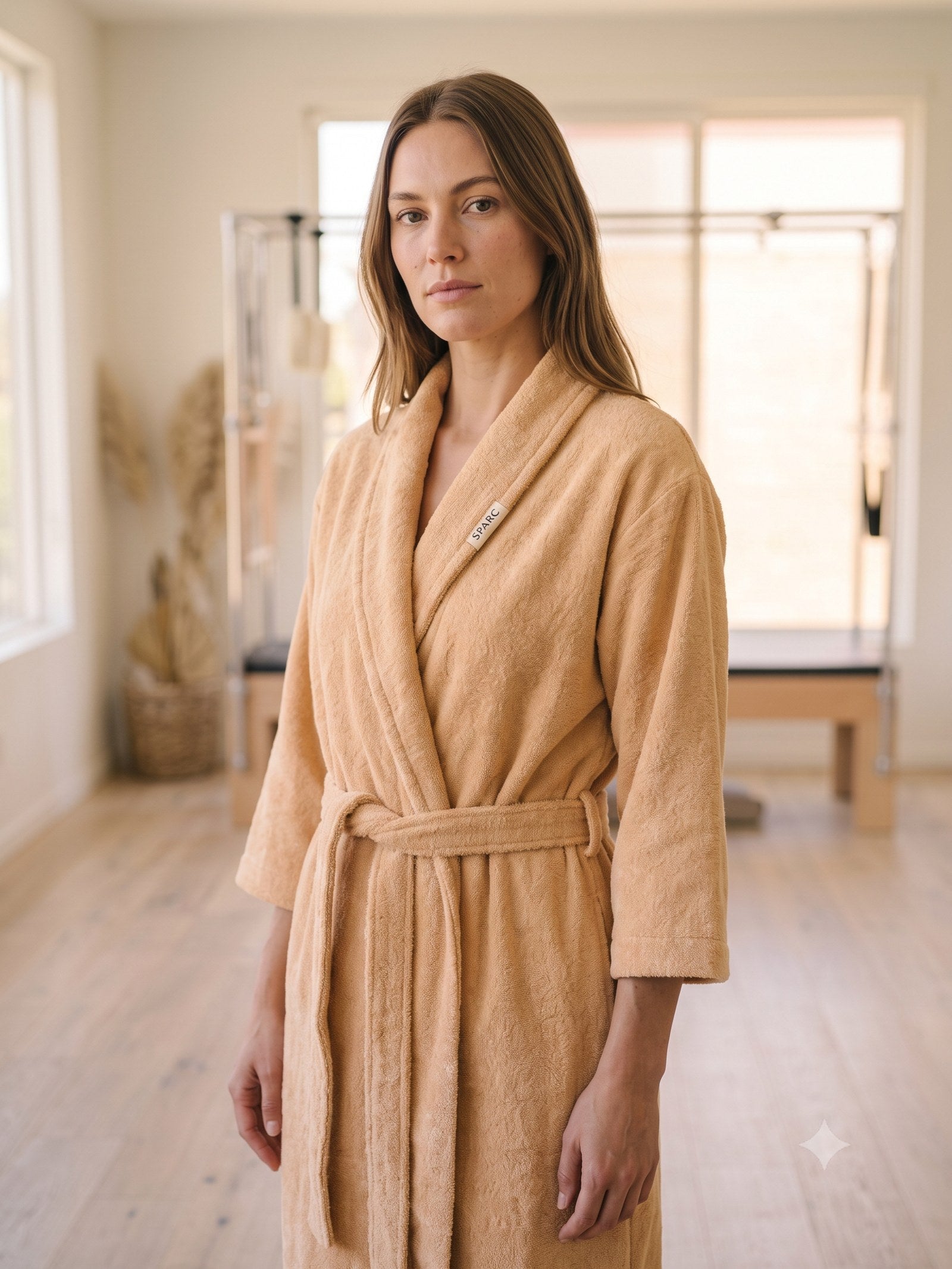 Lull Terry Wrap Robe in Sand, detail
