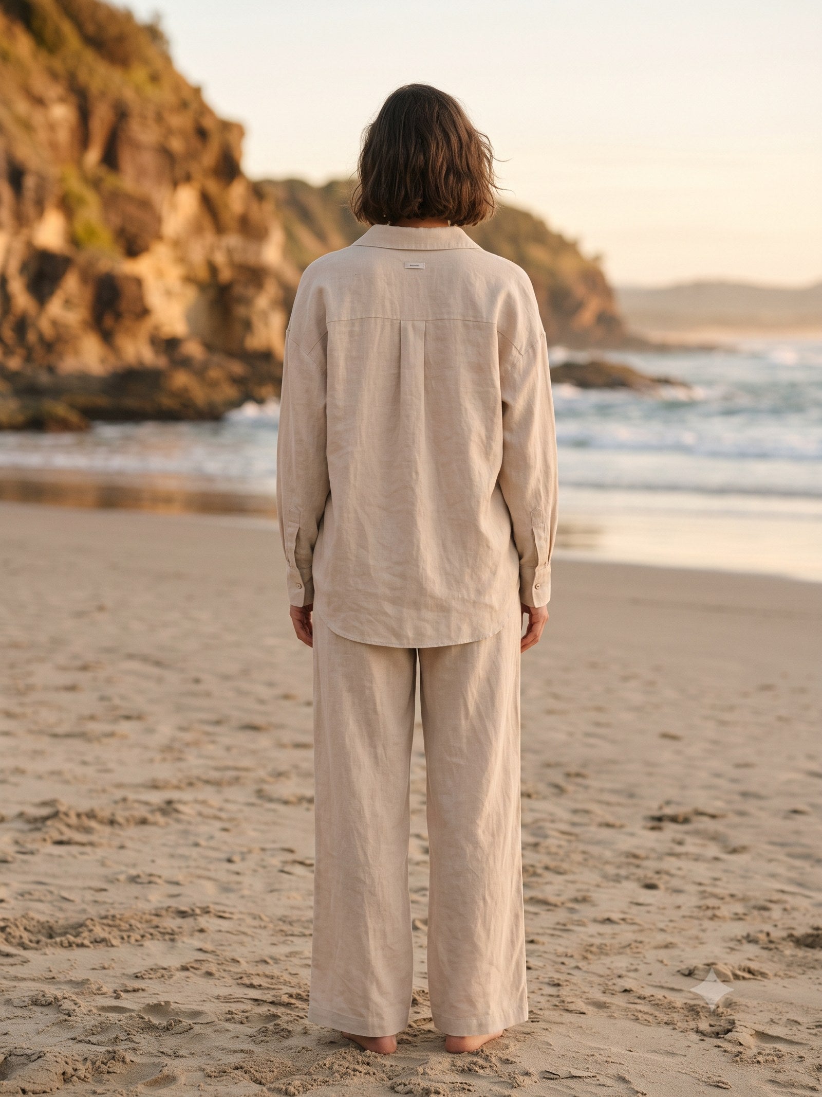 Meridian Linen Set in Bone, back