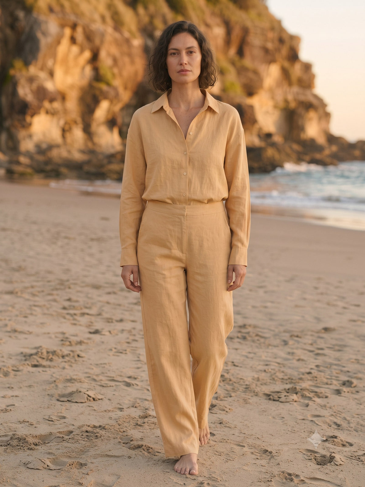 Meridian Linen Set in Sand, front