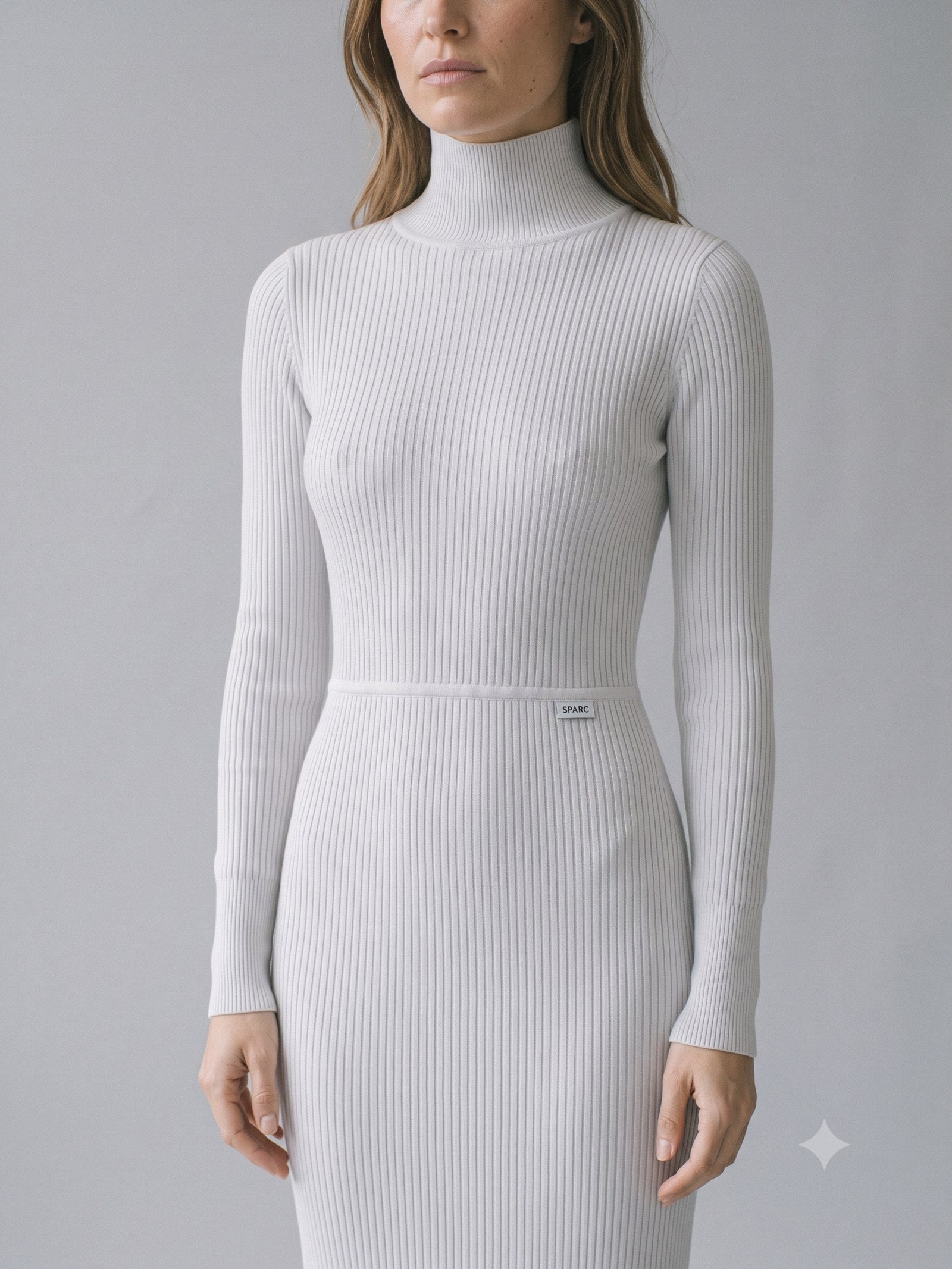 Mullion Merino Rib Knit Midi in Cloud, detail