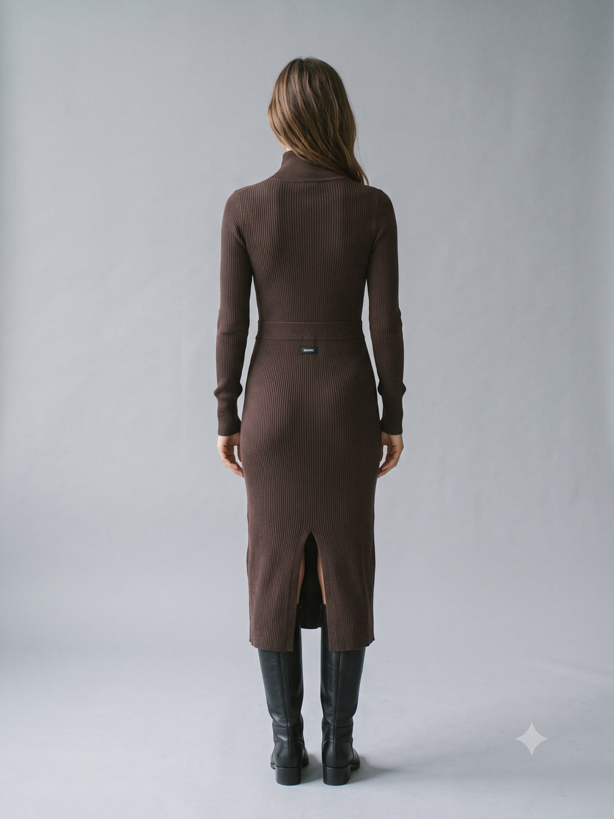 Mullion Merino Rib Knit Midi in Espresso, back