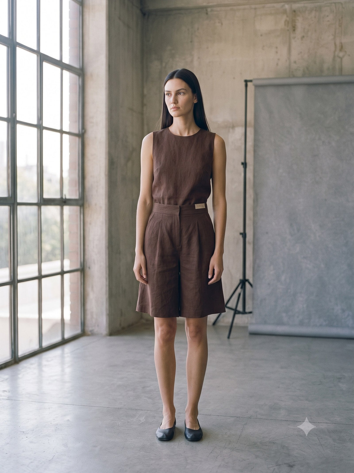 Notch Tailored Short in Chocolate, front