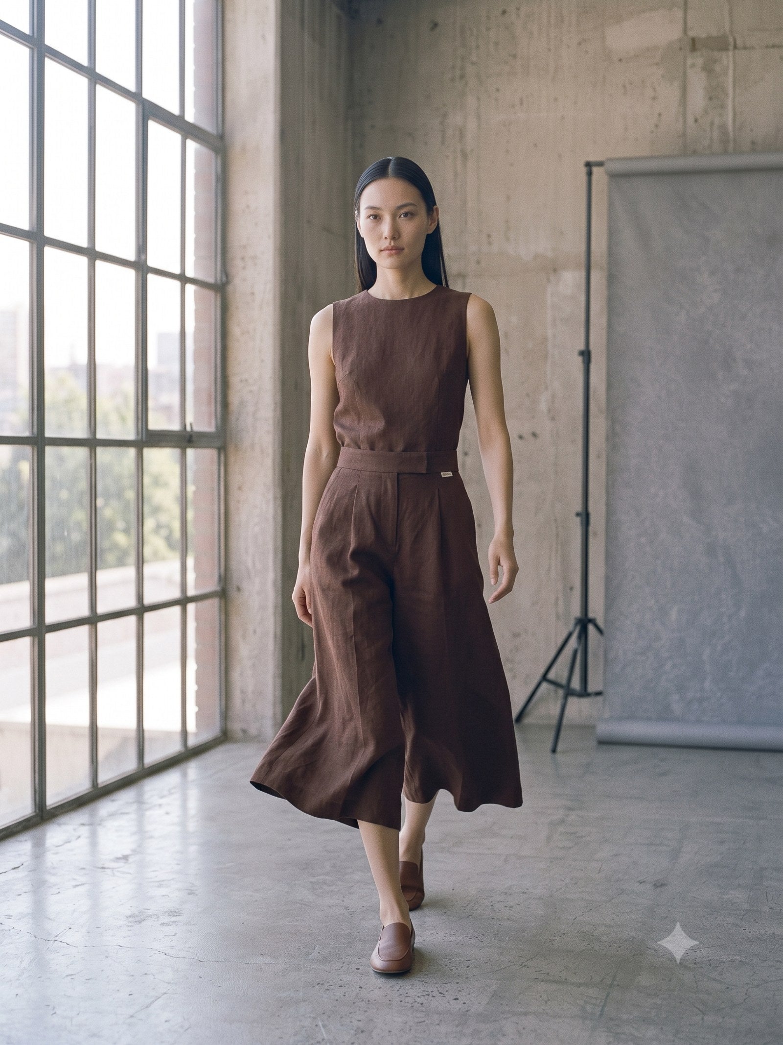 Notch Tailored Short in Chocolate, in motion