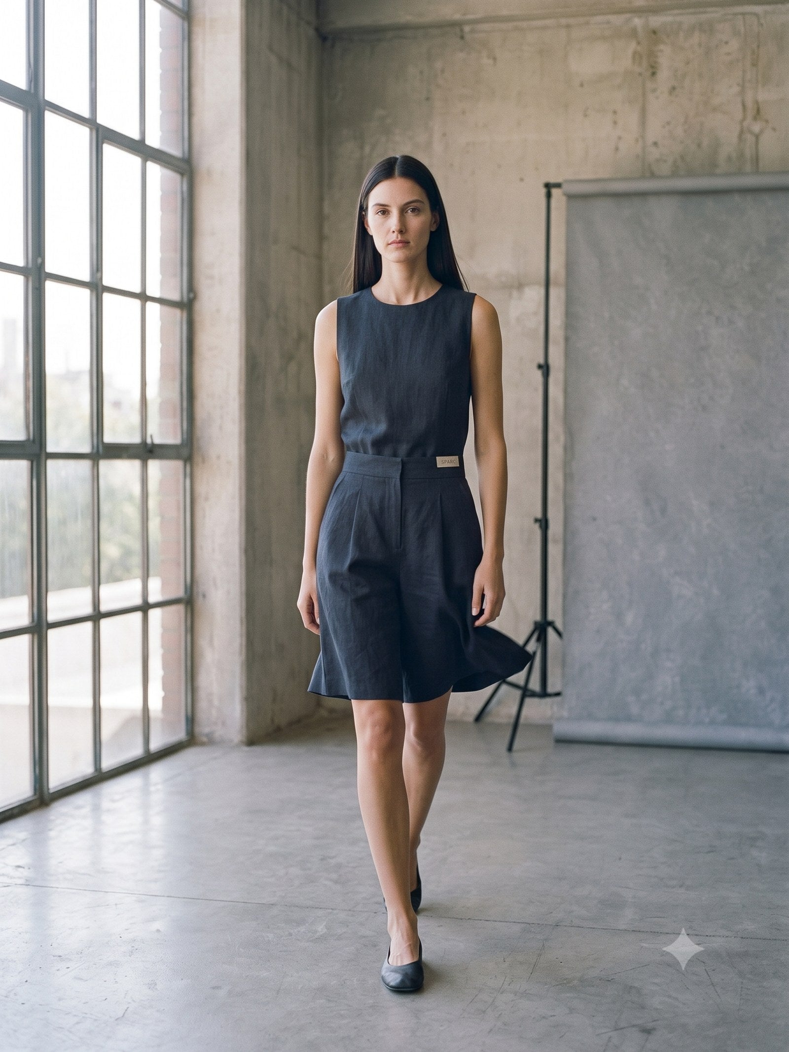 Notch Tailored Short in Ink, in motion