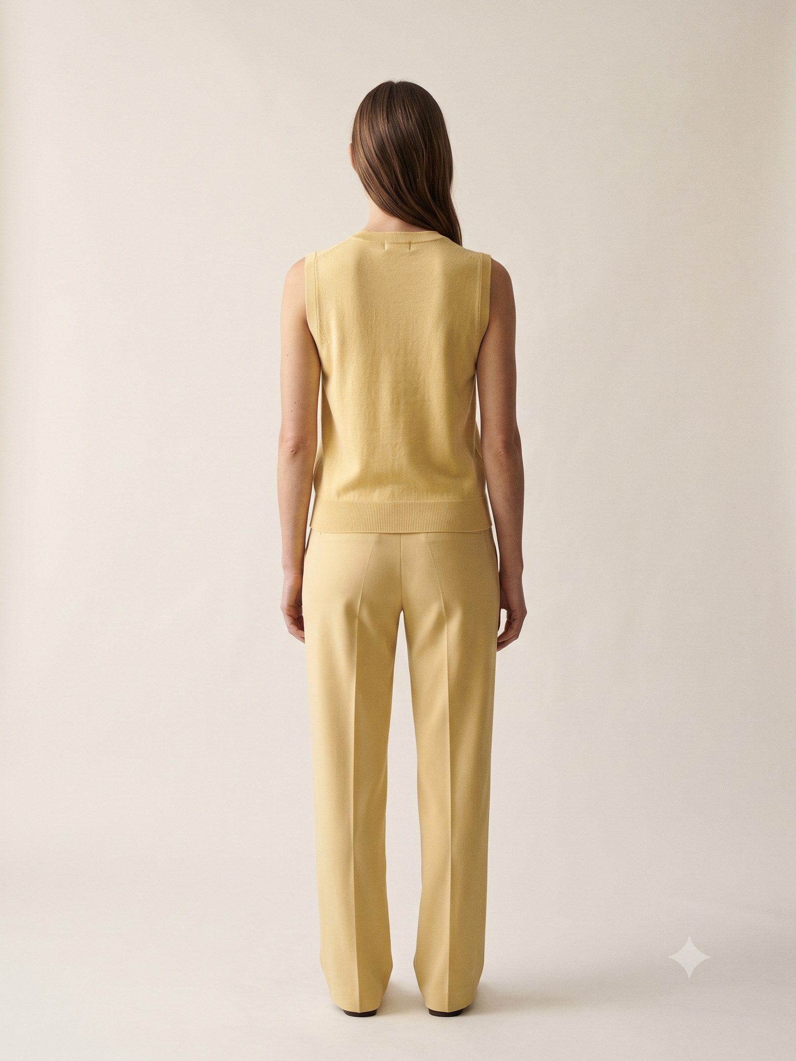 Prism Cotton-Silk Knit Vest in Butter, back