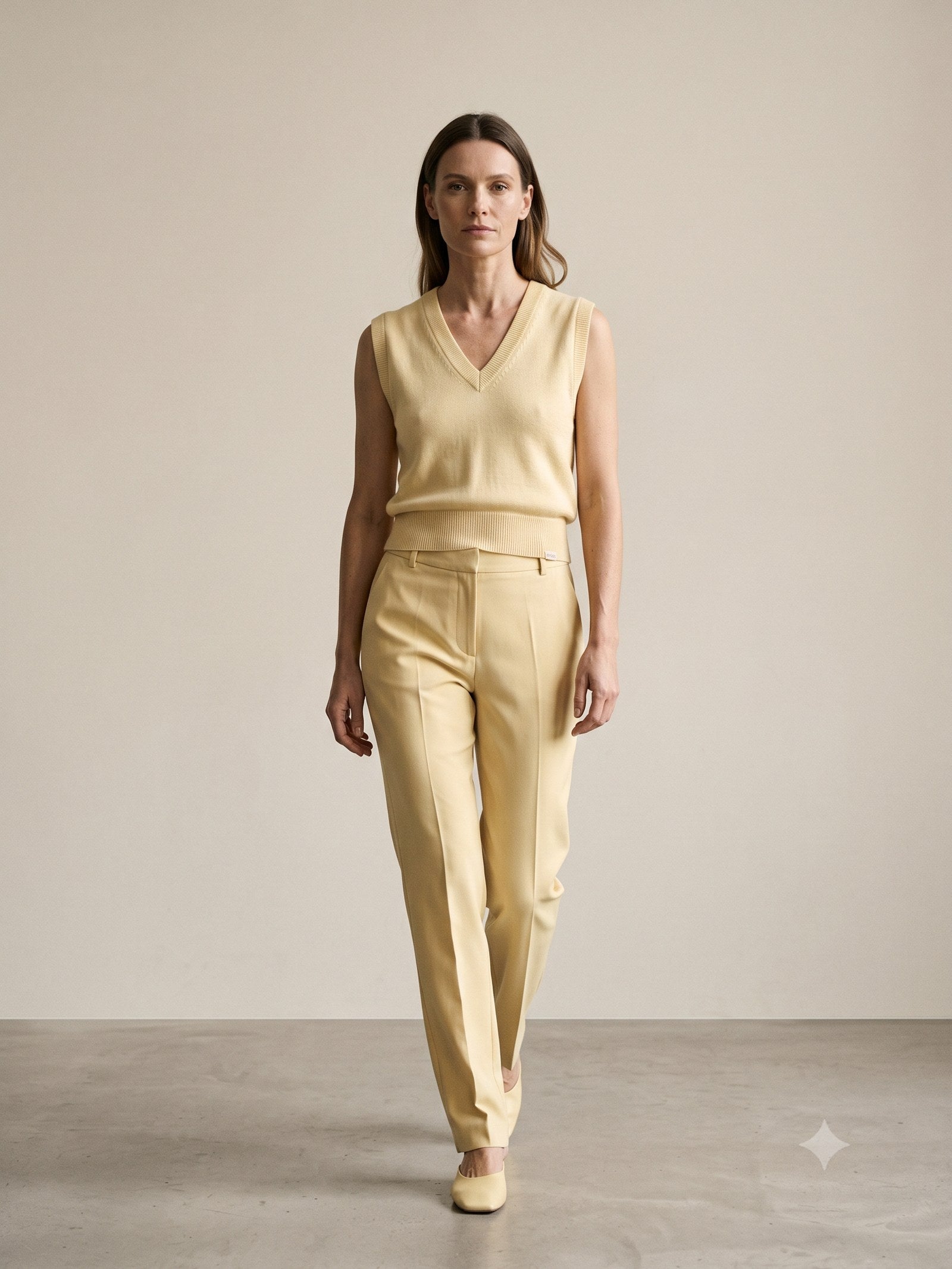 Prism Cotton-Silk Knit Vest in Butter, in motion