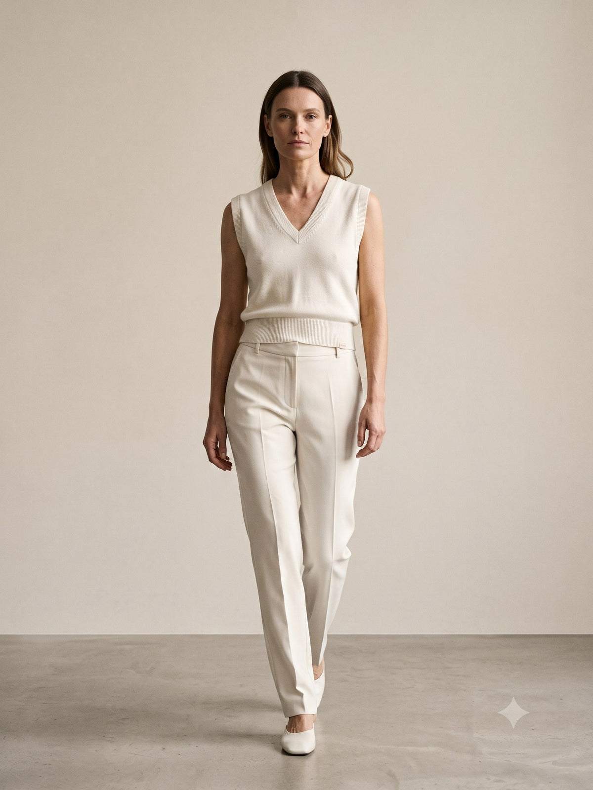Prism Cotton-Silk Knit Vest in Chalk, front