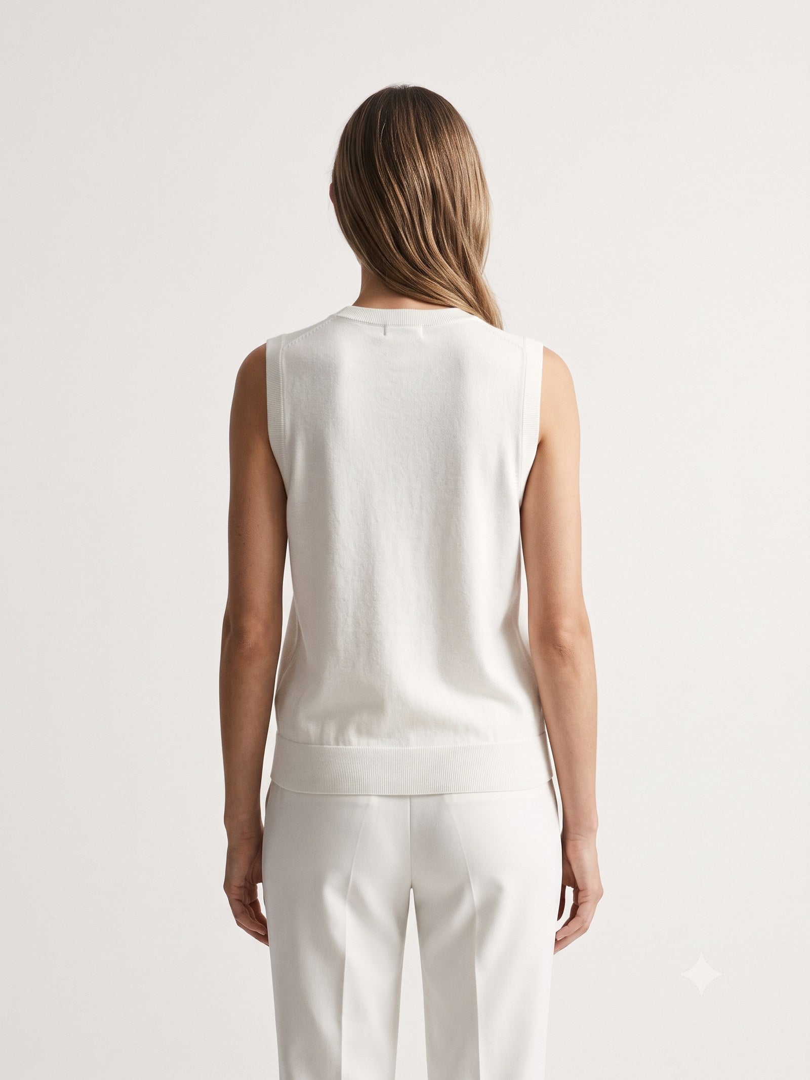 Prism Cotton-Silk Knit Vest in Chalk, back