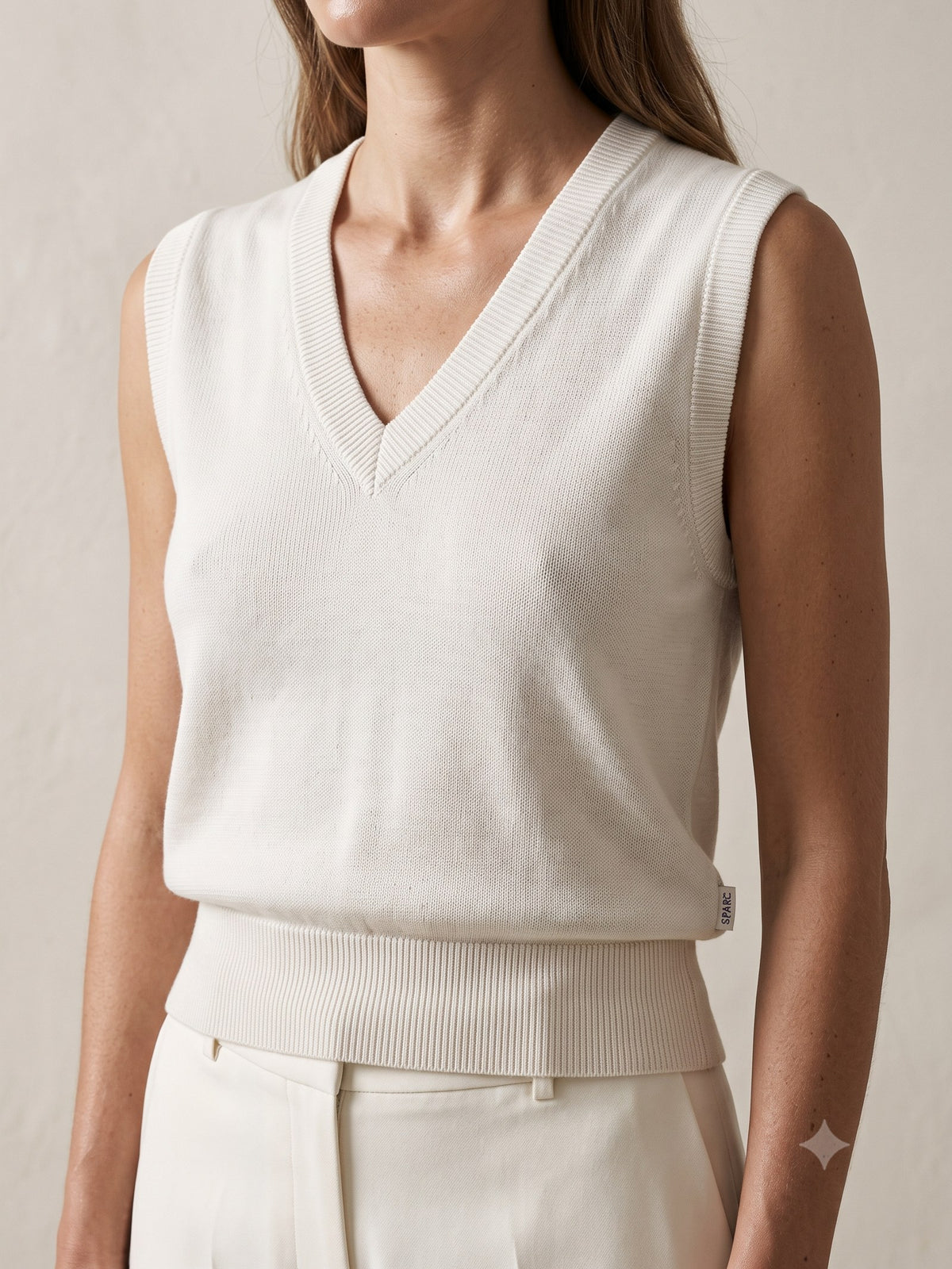 Prism Cotton-Silk Knit Vest in Chalk, detail