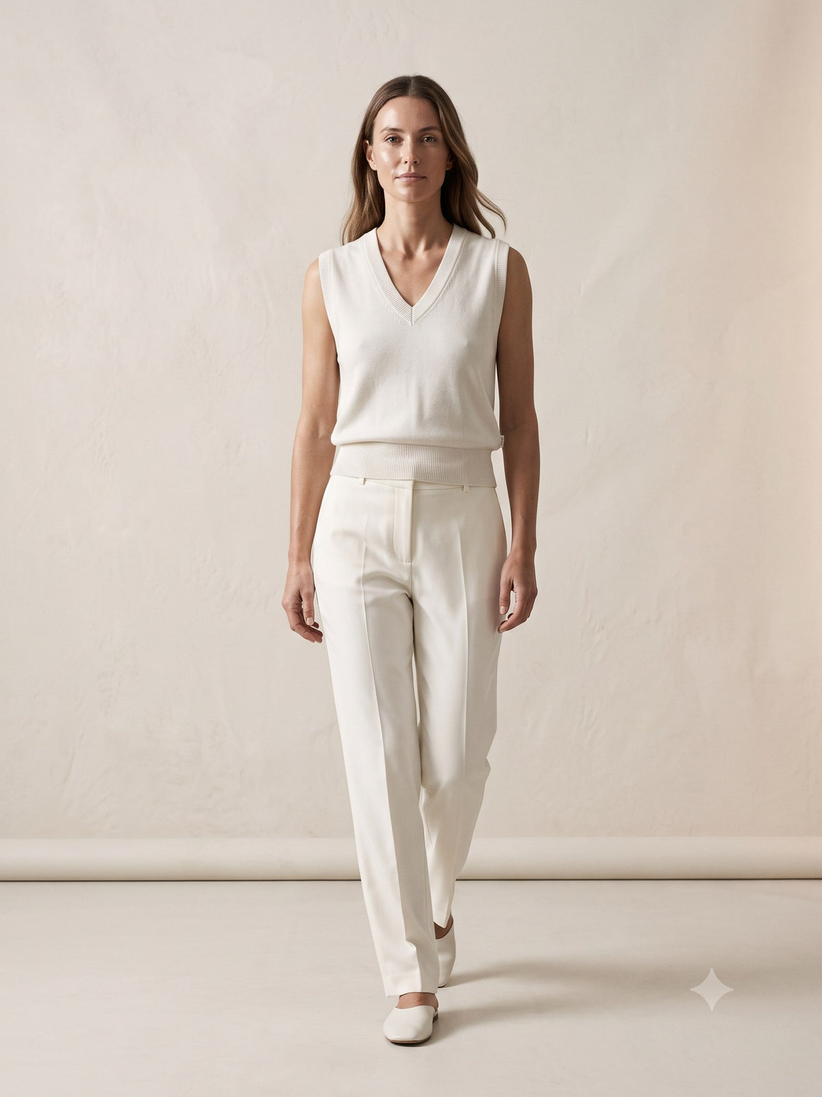 Prism Cotton-Silk Knit Vest in Chalk, in motion