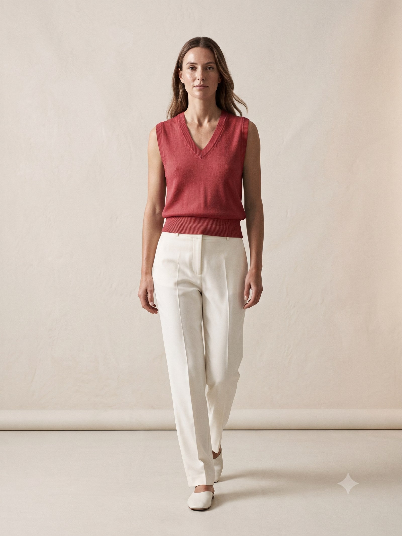 Prism Cotton-Silk Knit Vest in Cherry Lacquer, front