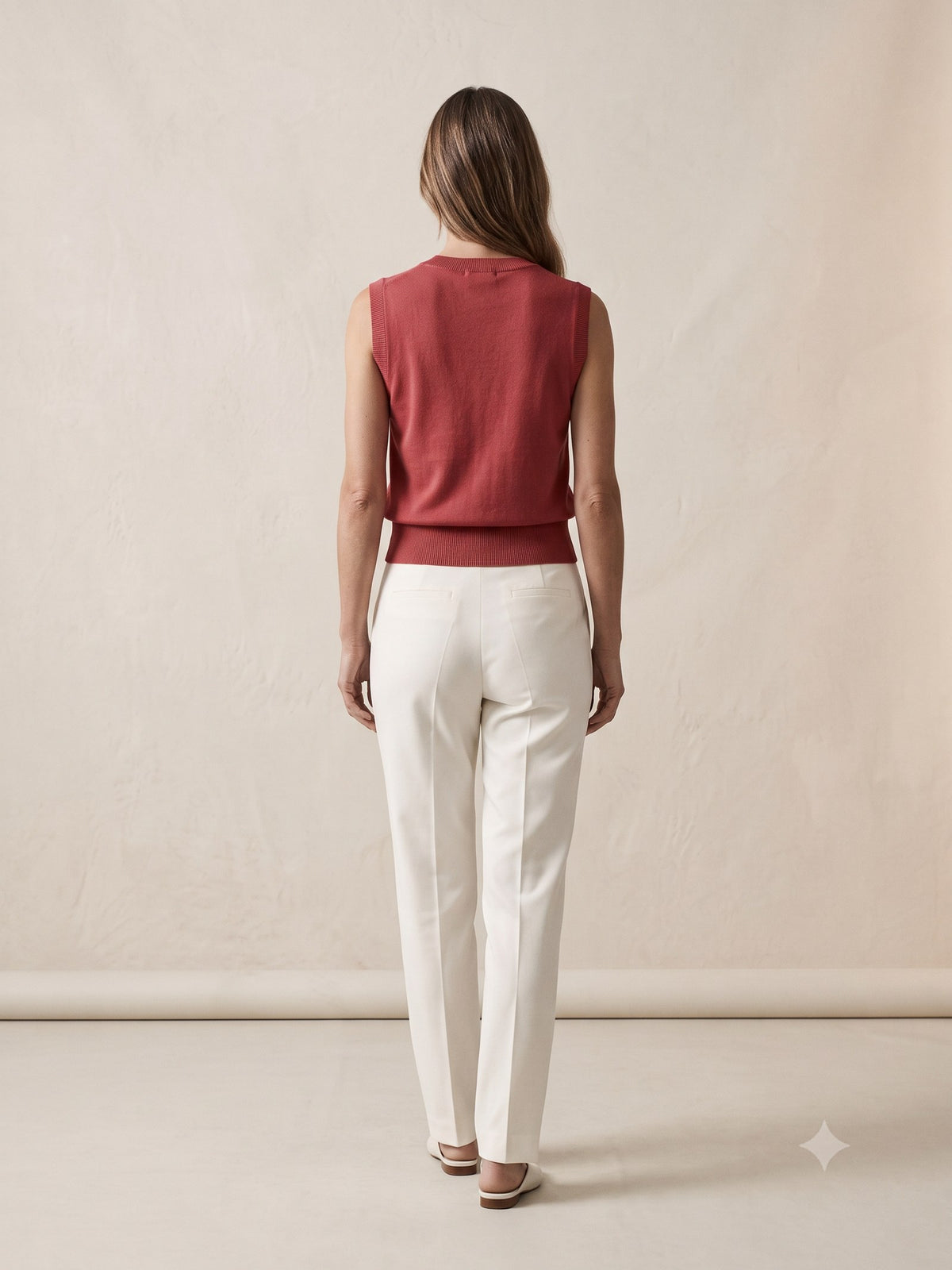 Prism Cotton-Silk Knit Vest in Cherry Lacquer, back