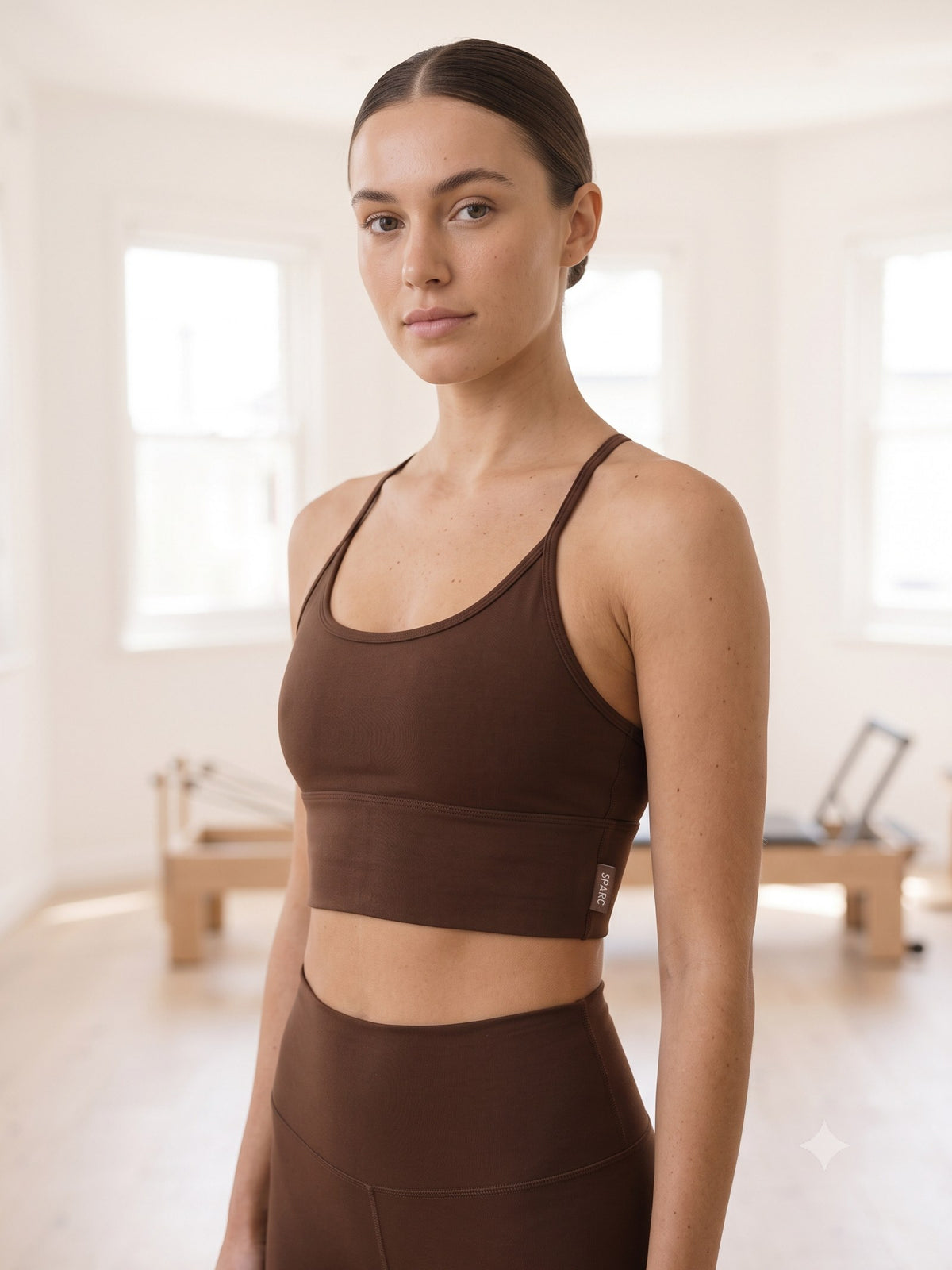 Pulse Sculpt Longline Bra in Espresso, detail