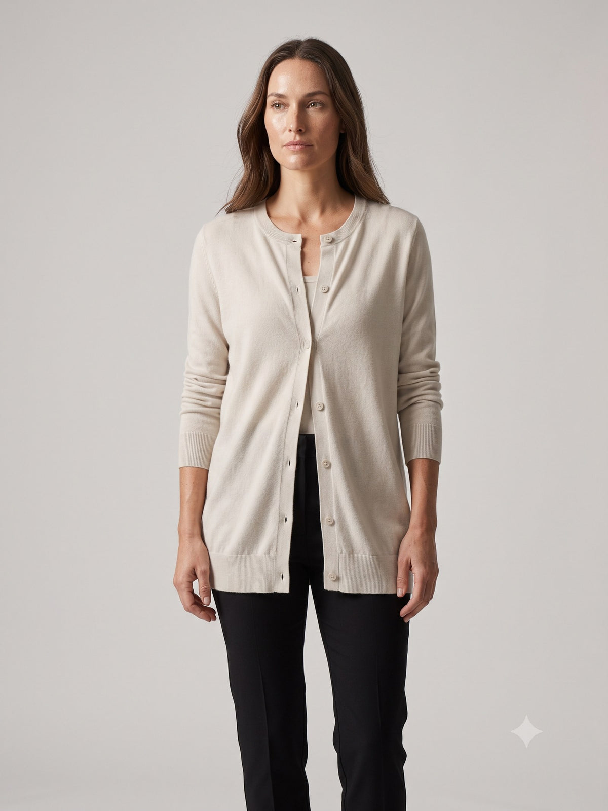 Rafter Wool-Cashmere Cardigan in Bone, front