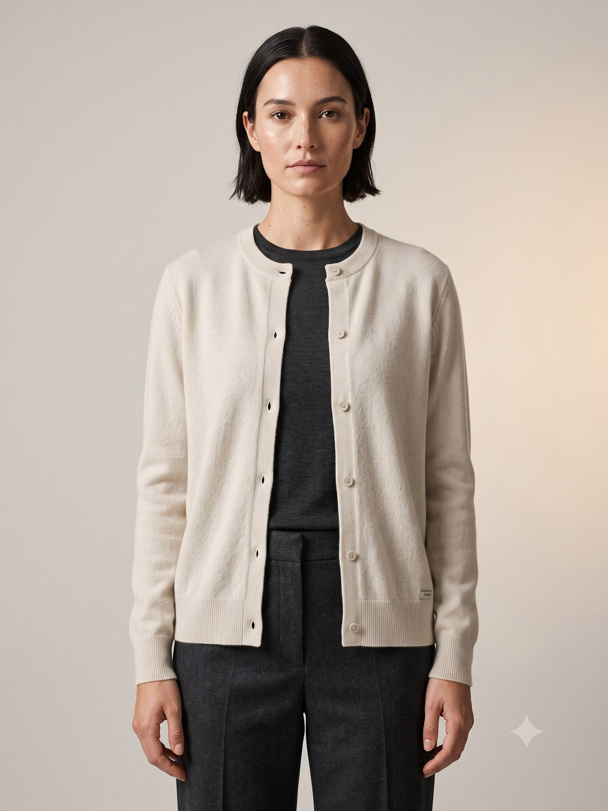 Rafter Wool-Cashmere Cardigan in Bone, detail