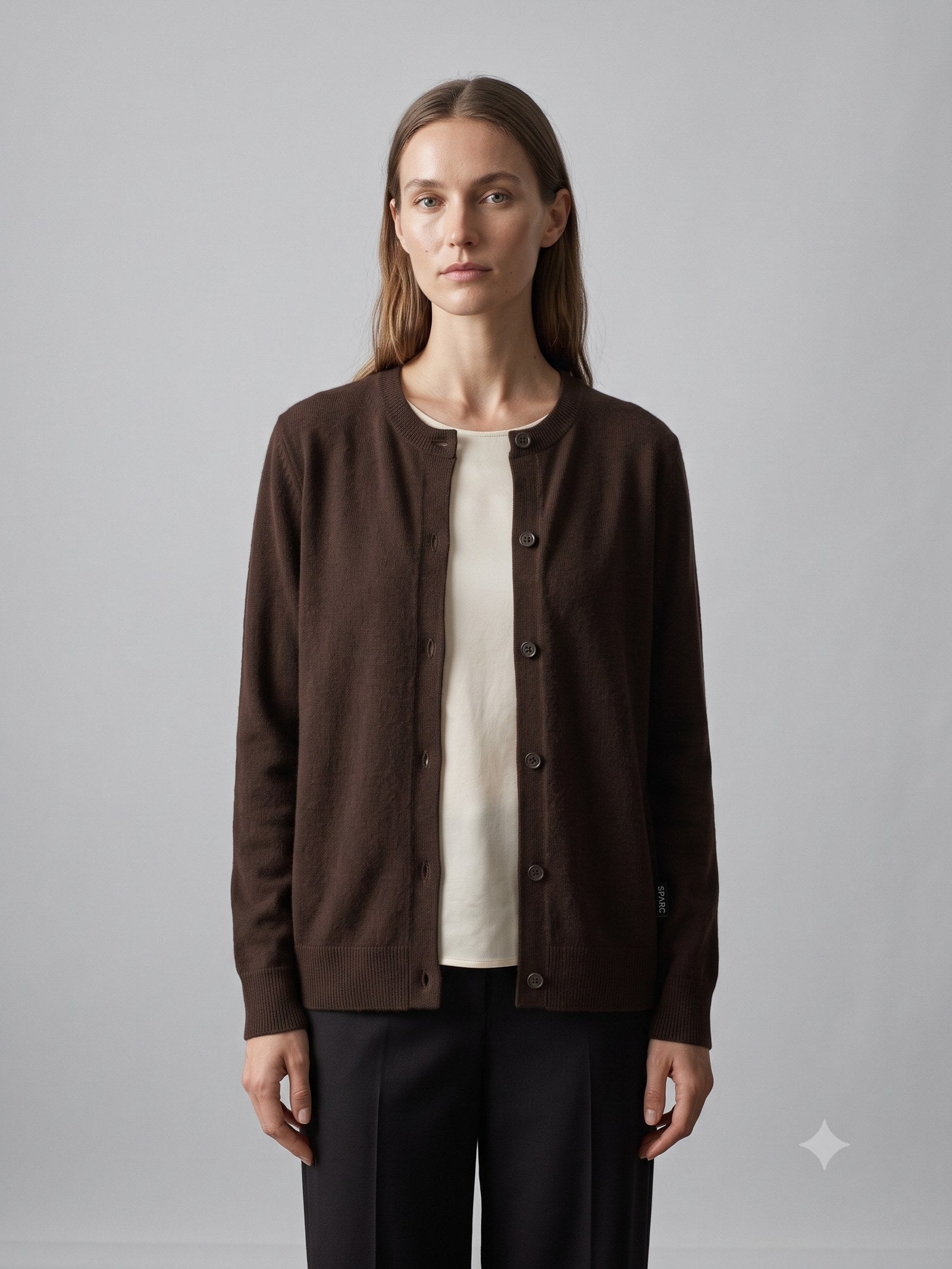 Rafter Wool-Cashmere Cardigan in Espresso, front