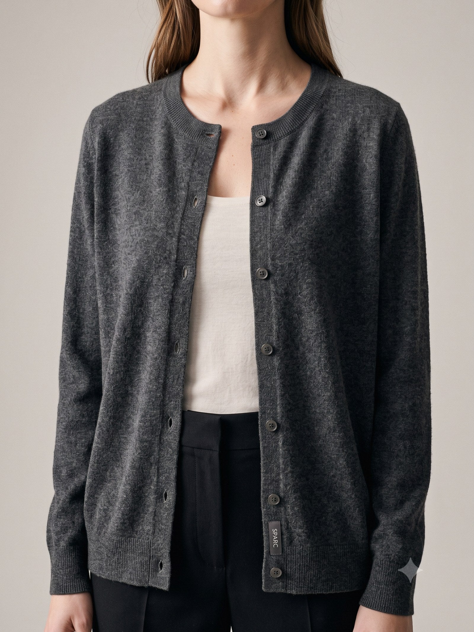Rafter Wool-Cashmere Cardigan in Espresso, detail