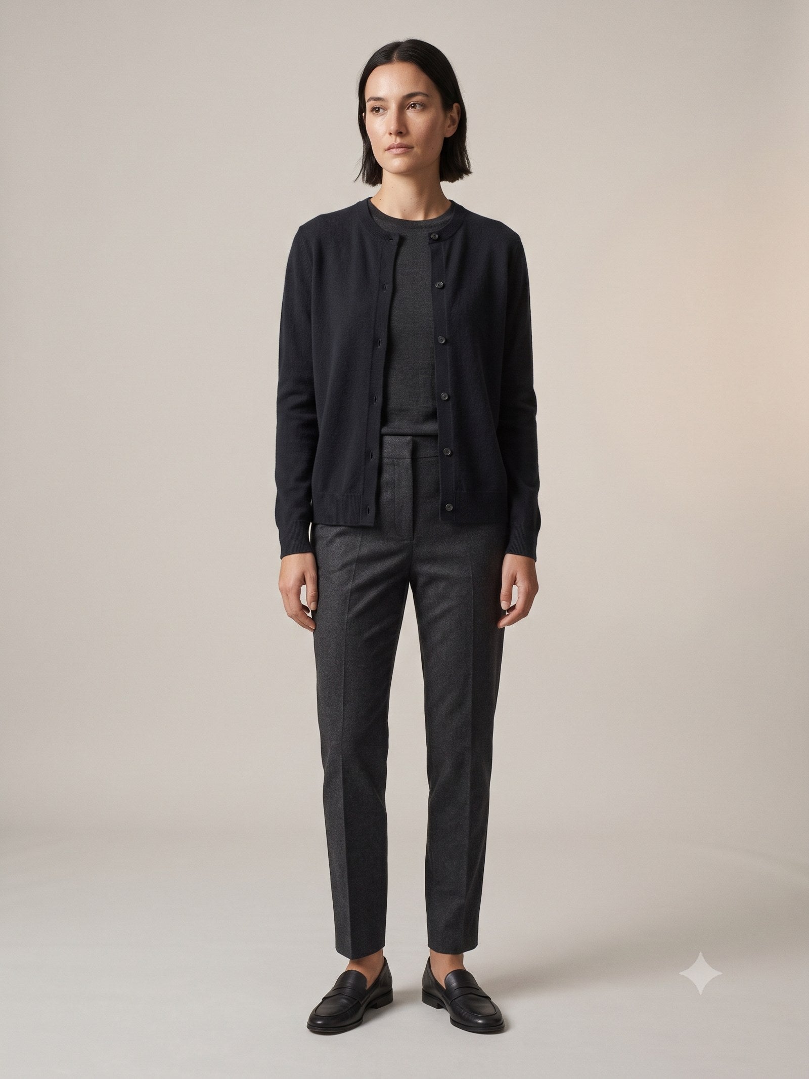 Rafter Wool-Cashmere Cardigan in Ink, front