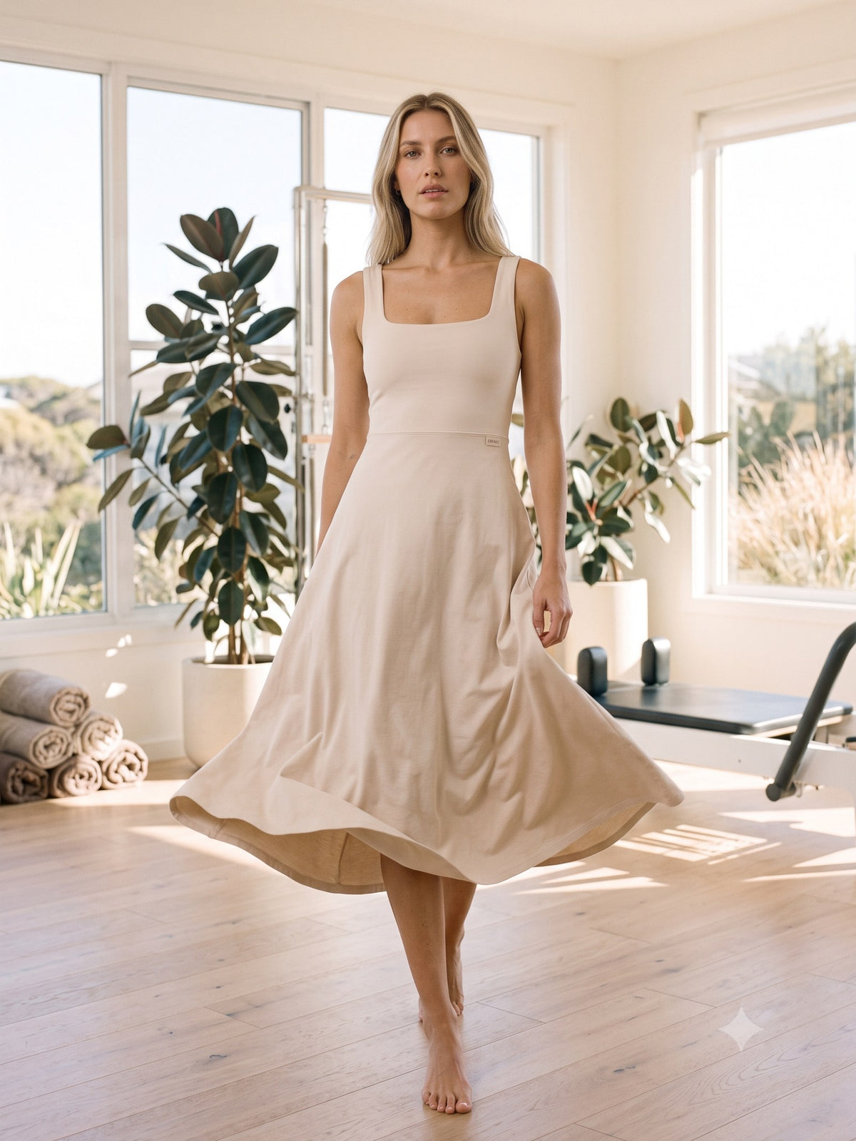 Rally Court Dress in Cloud, in motion