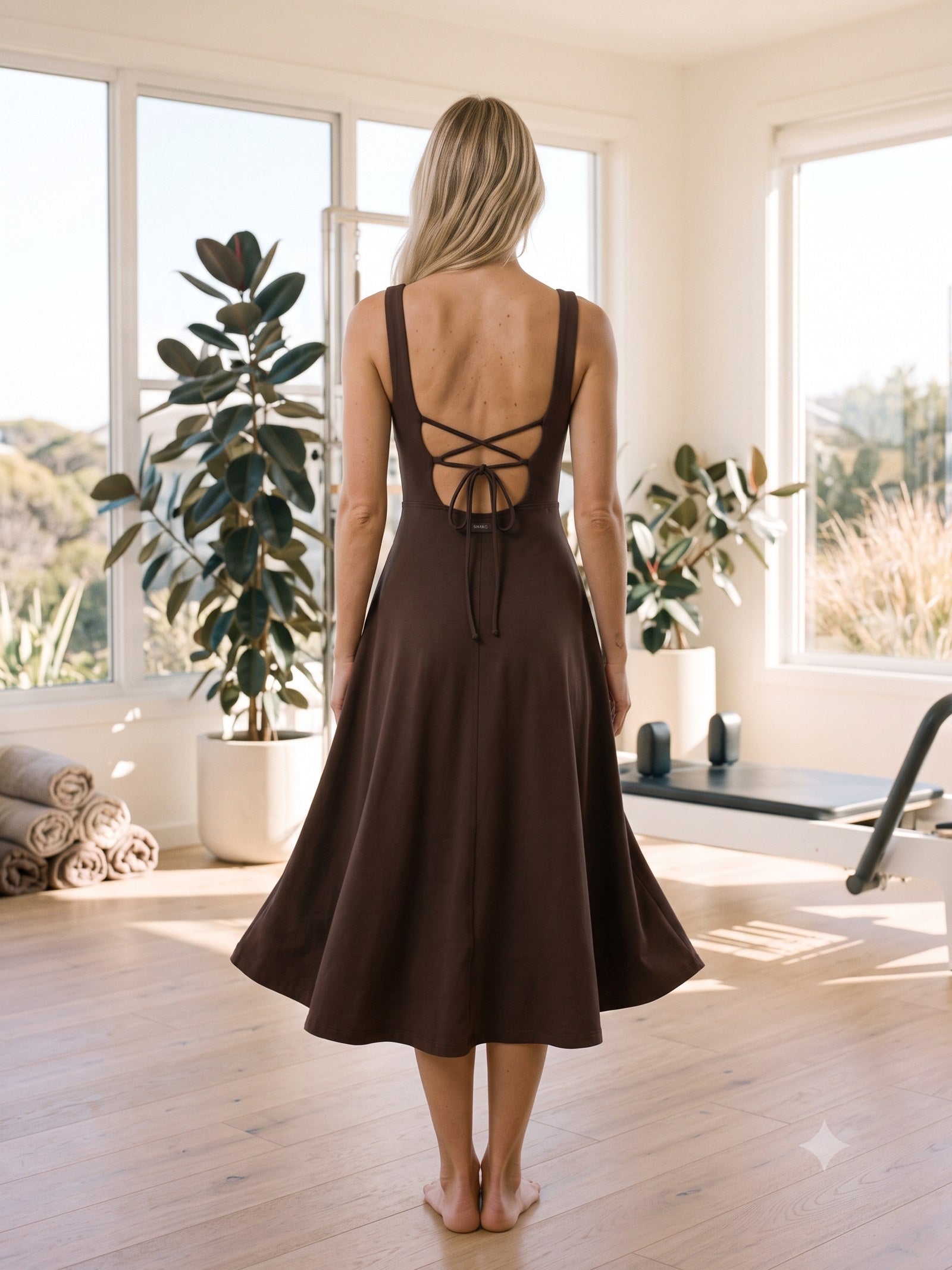 Rally Court Dress in Espresso, back