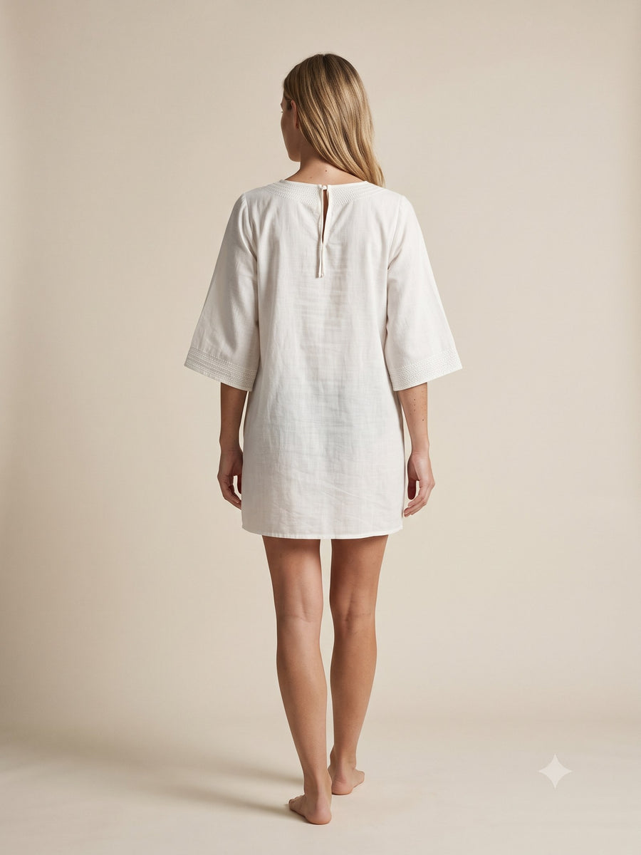 Reef Embroidered Cotton Kaftan