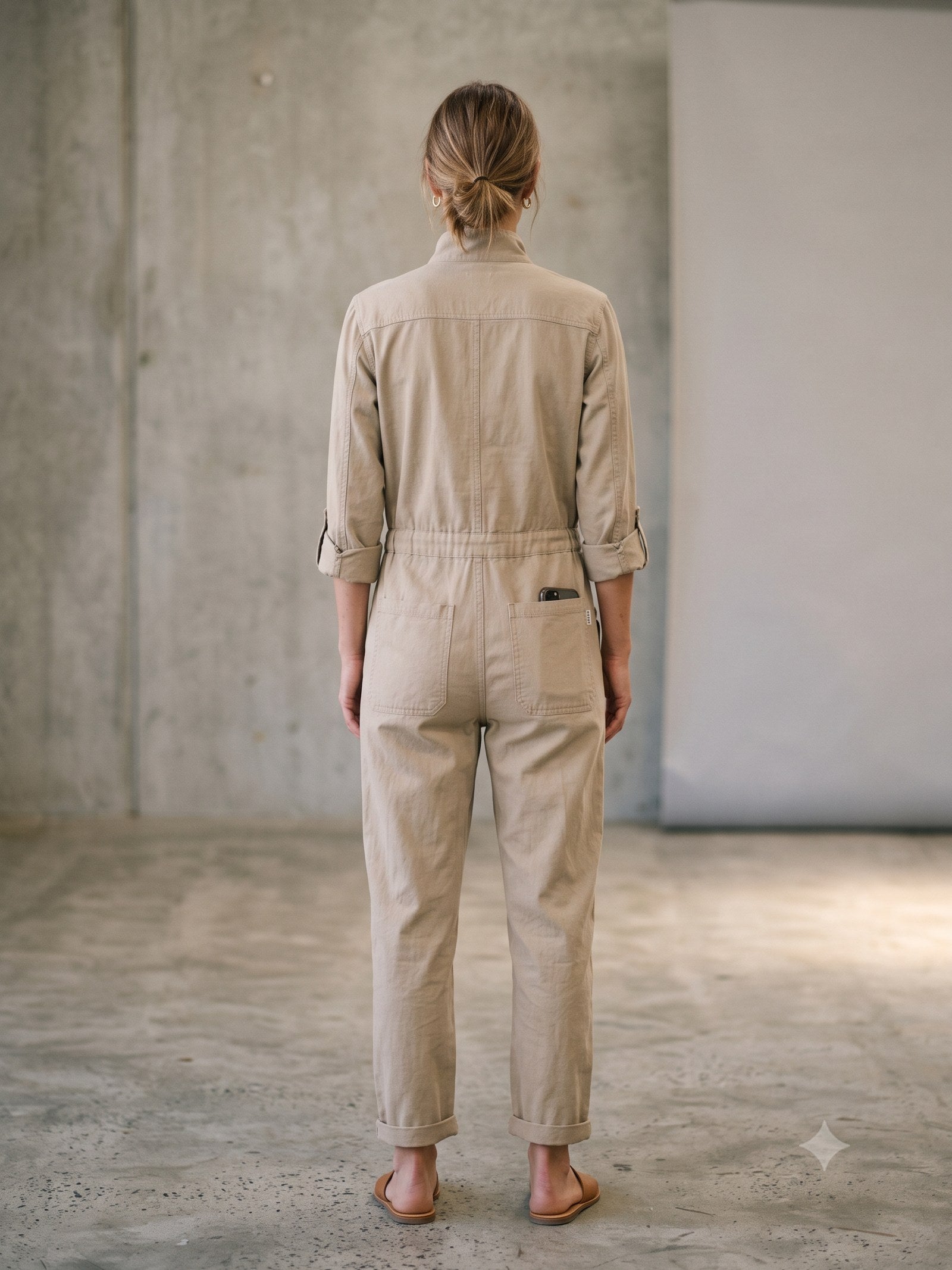 Rig Utility Jumpsuit in Stone, back