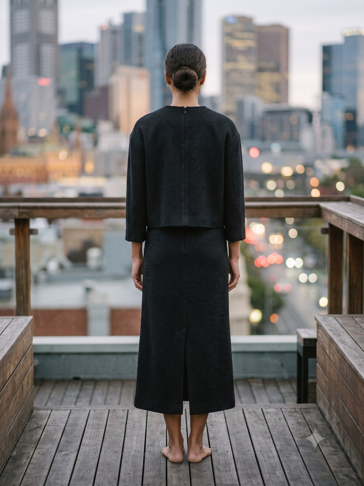 Sconce Mohair Skirt Suit in Jet, back