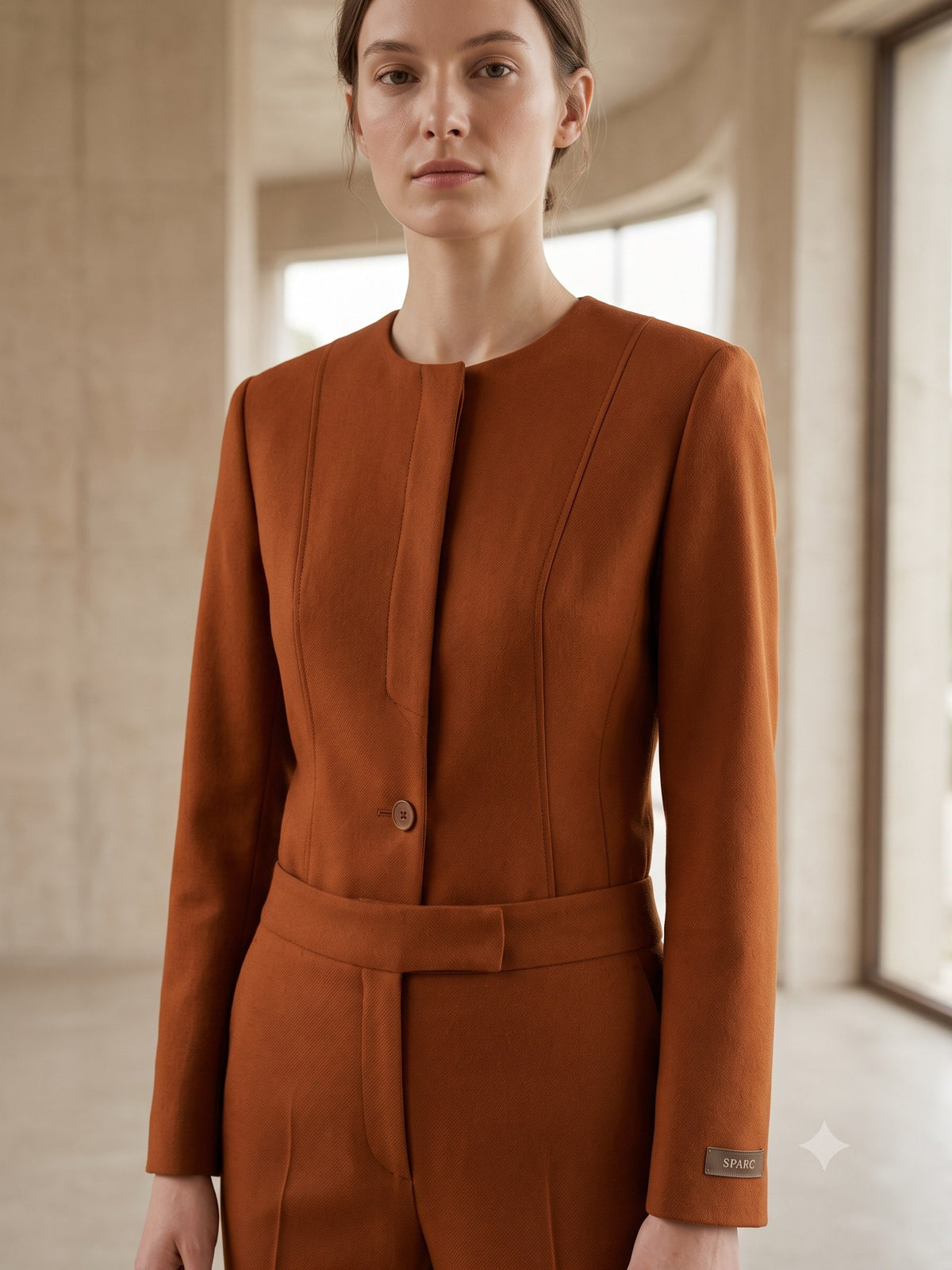 Sconce Mohair Skirt Suit in Truffle, detail