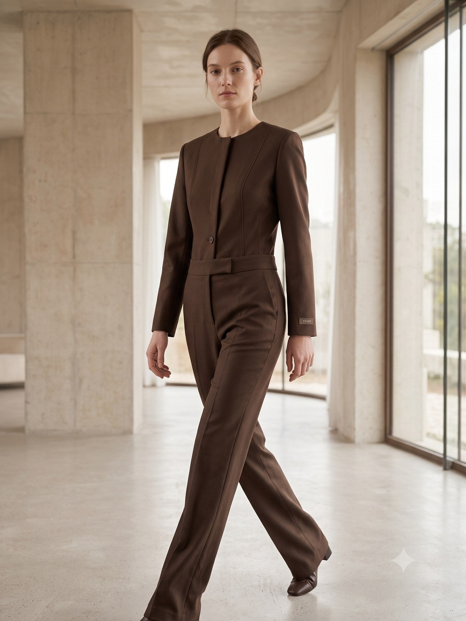 Sconce Mohair Skirt Suit in Truffle, in motion