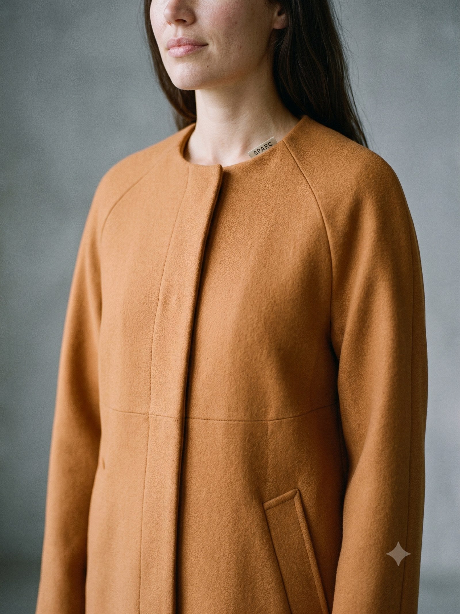 Shelter Wool Car Coat in Butterscotch, detail