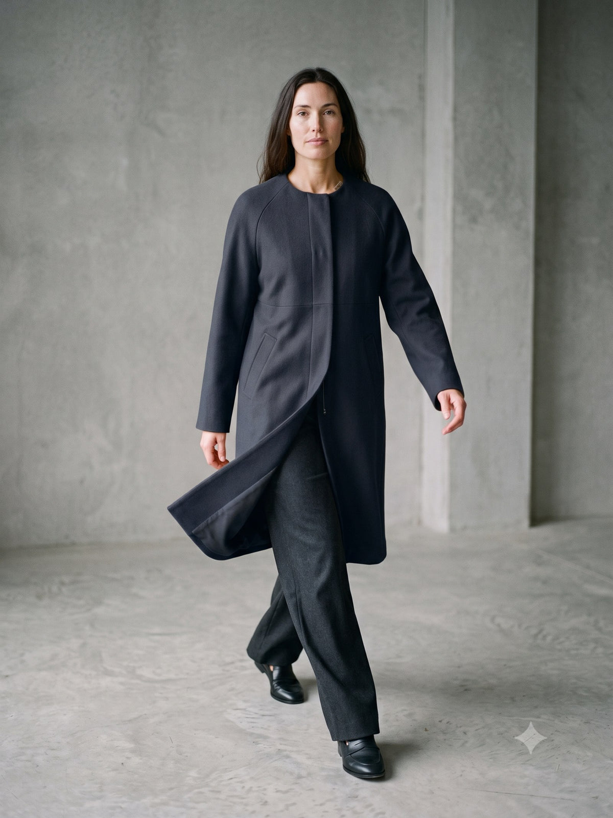 Shelter Wool Car Coat in Ink, front
