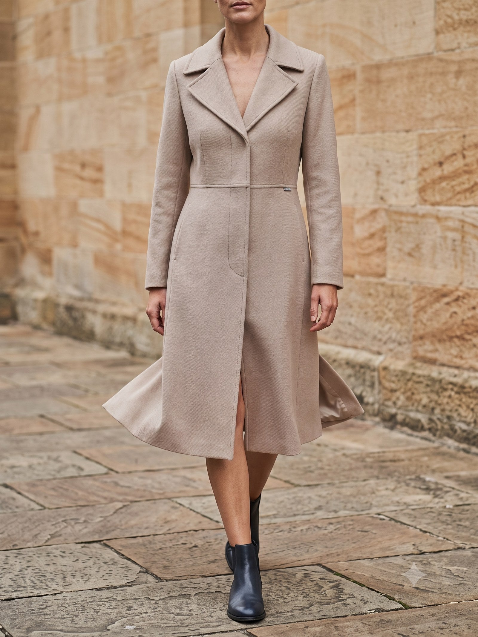 Shelter Wool Car Coat in Oat, front