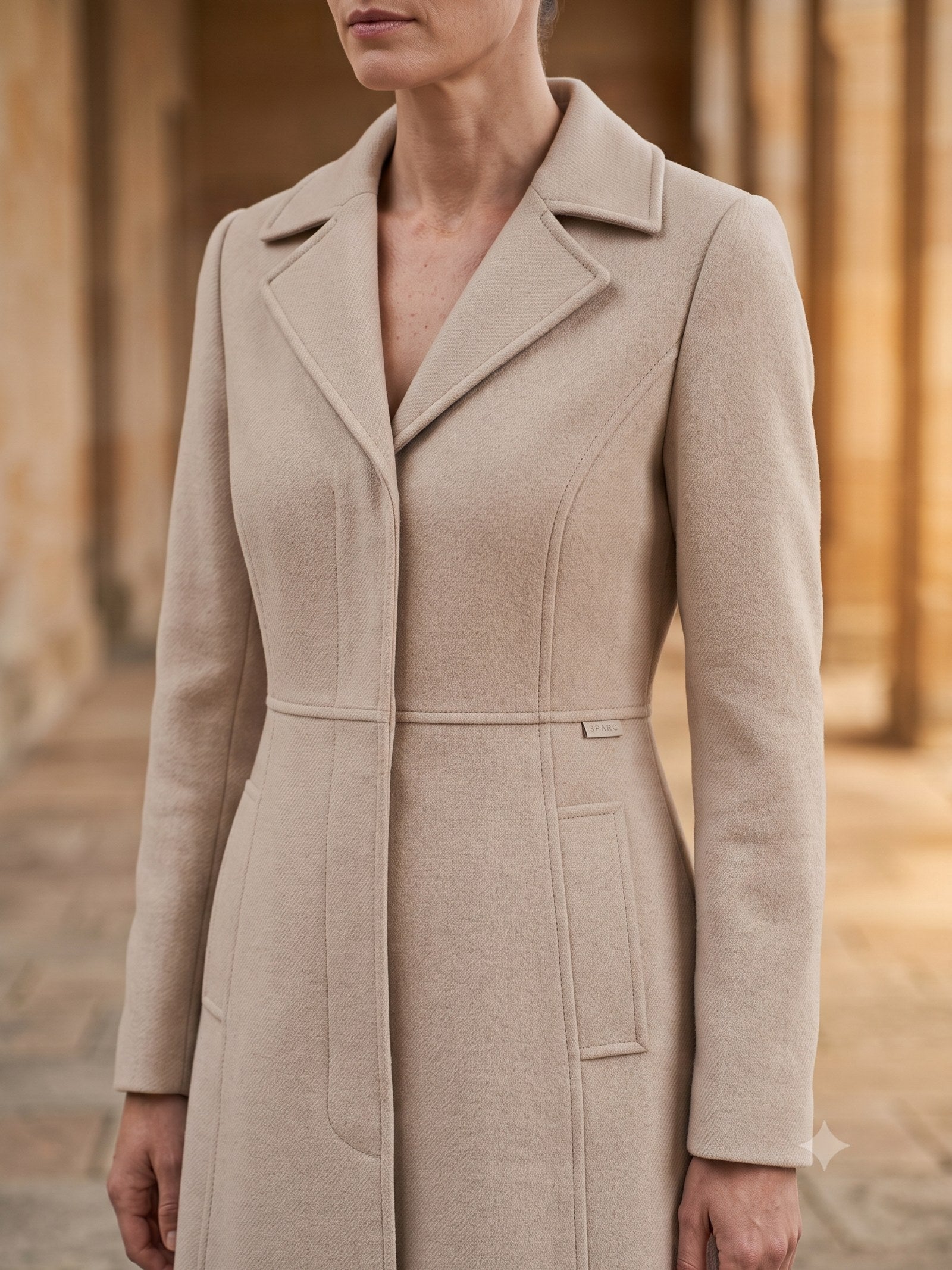 Shelter Wool Car Coat in Oat, detail