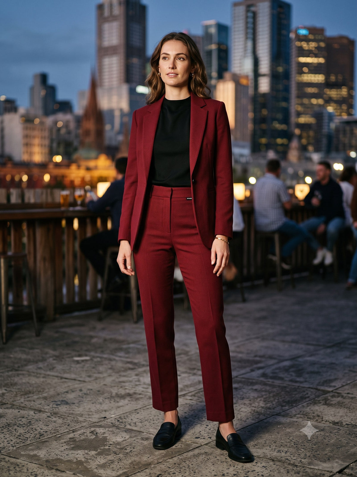 Smoulder Cigarette Trouser in Garnet, front