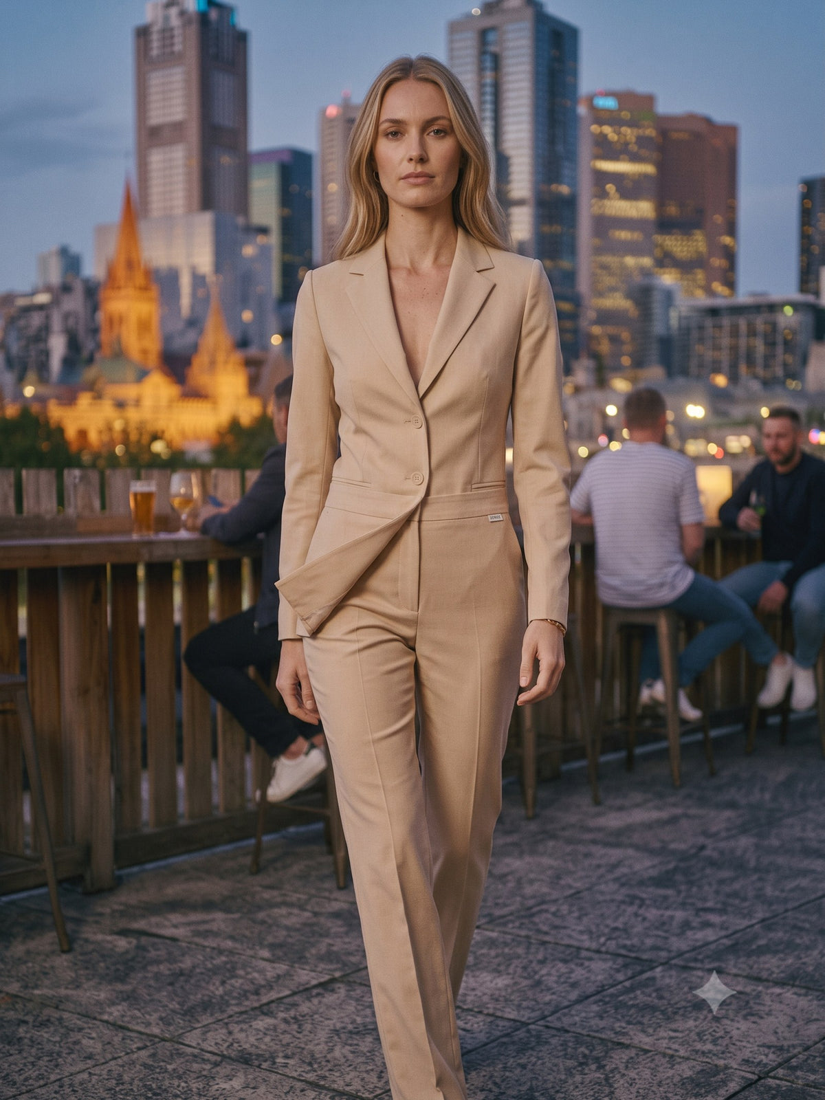 Smoulder Cigarette Trouser in Oat, in motion