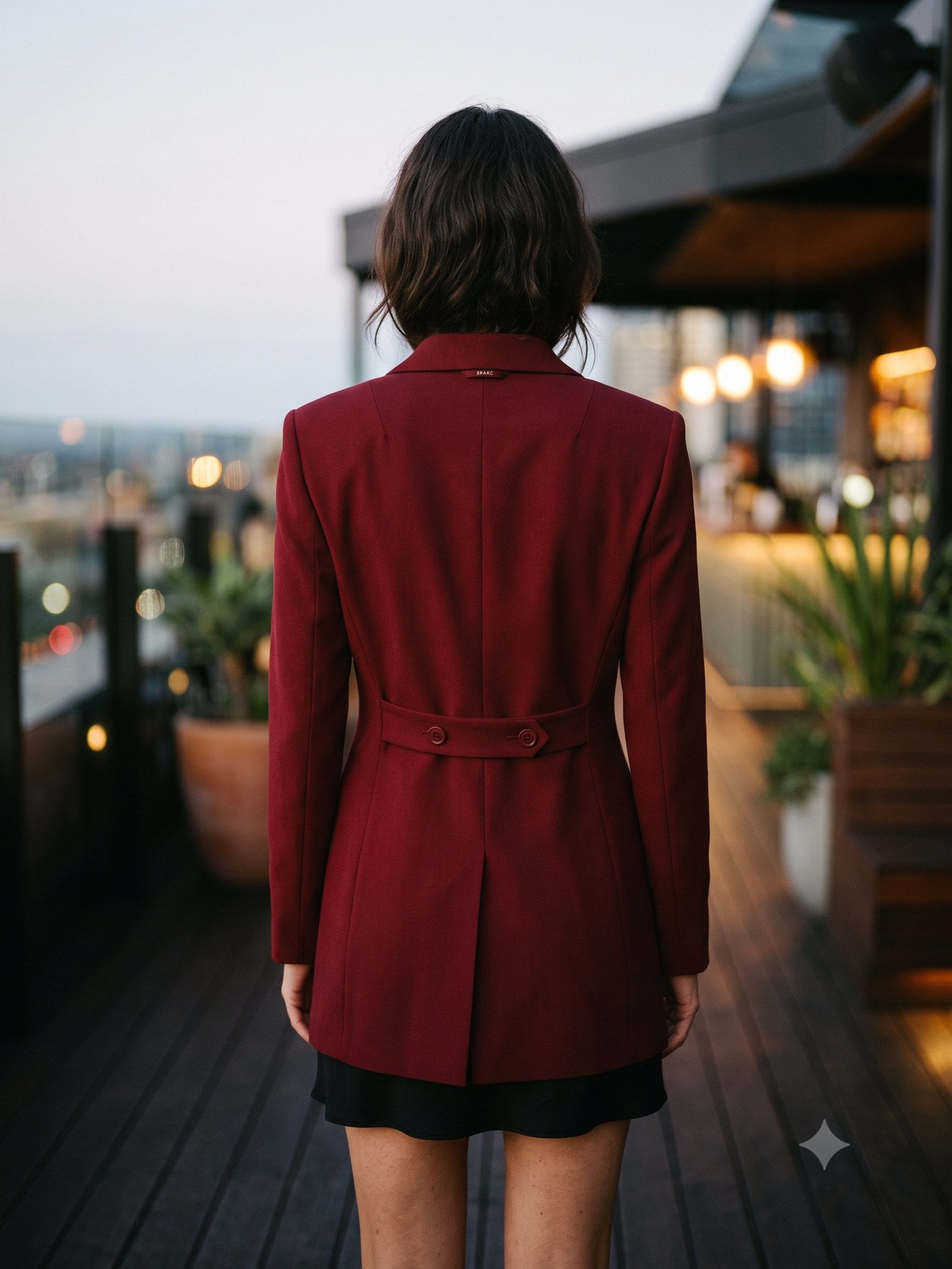 Smoulder Tailored Blazer in Garnet, back