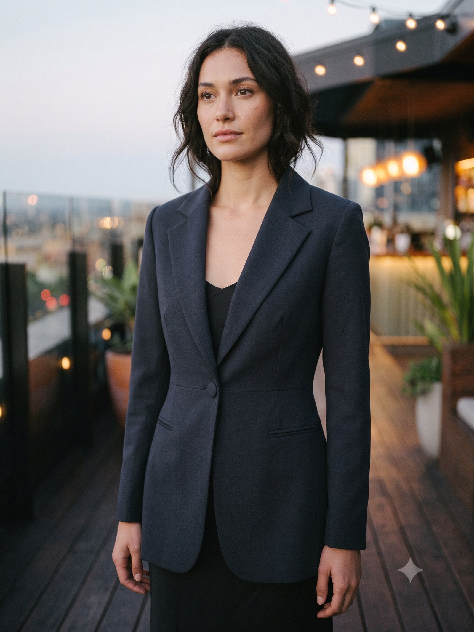 Smoulder Tailored Blazer in Ink, detail