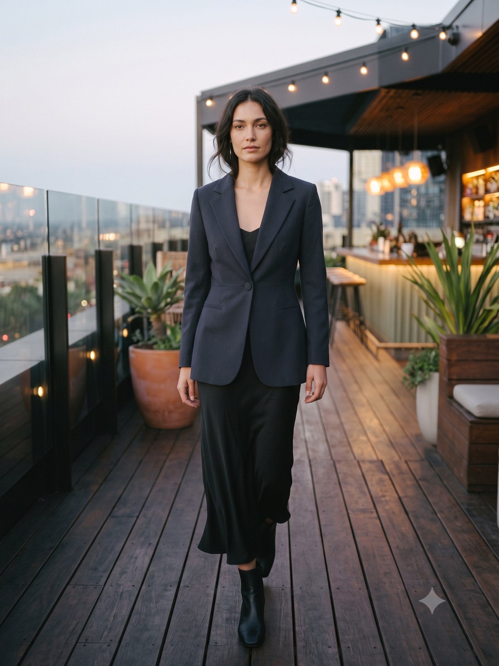 Smoulder Tailored Blazer in Ink, in motion