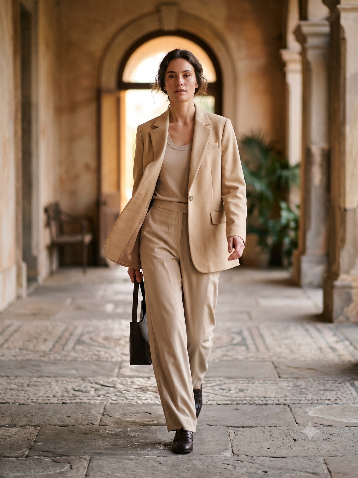 Smoulder Tailored Blazer in Oat, in motion
