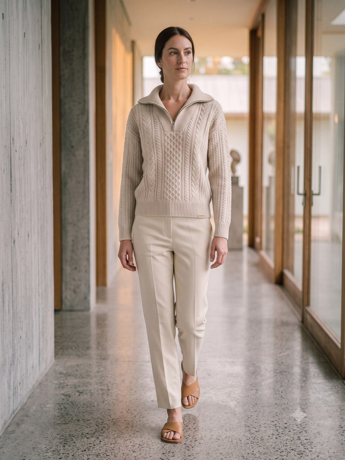 Still Merino Half-Zip Knit in Cloud, front