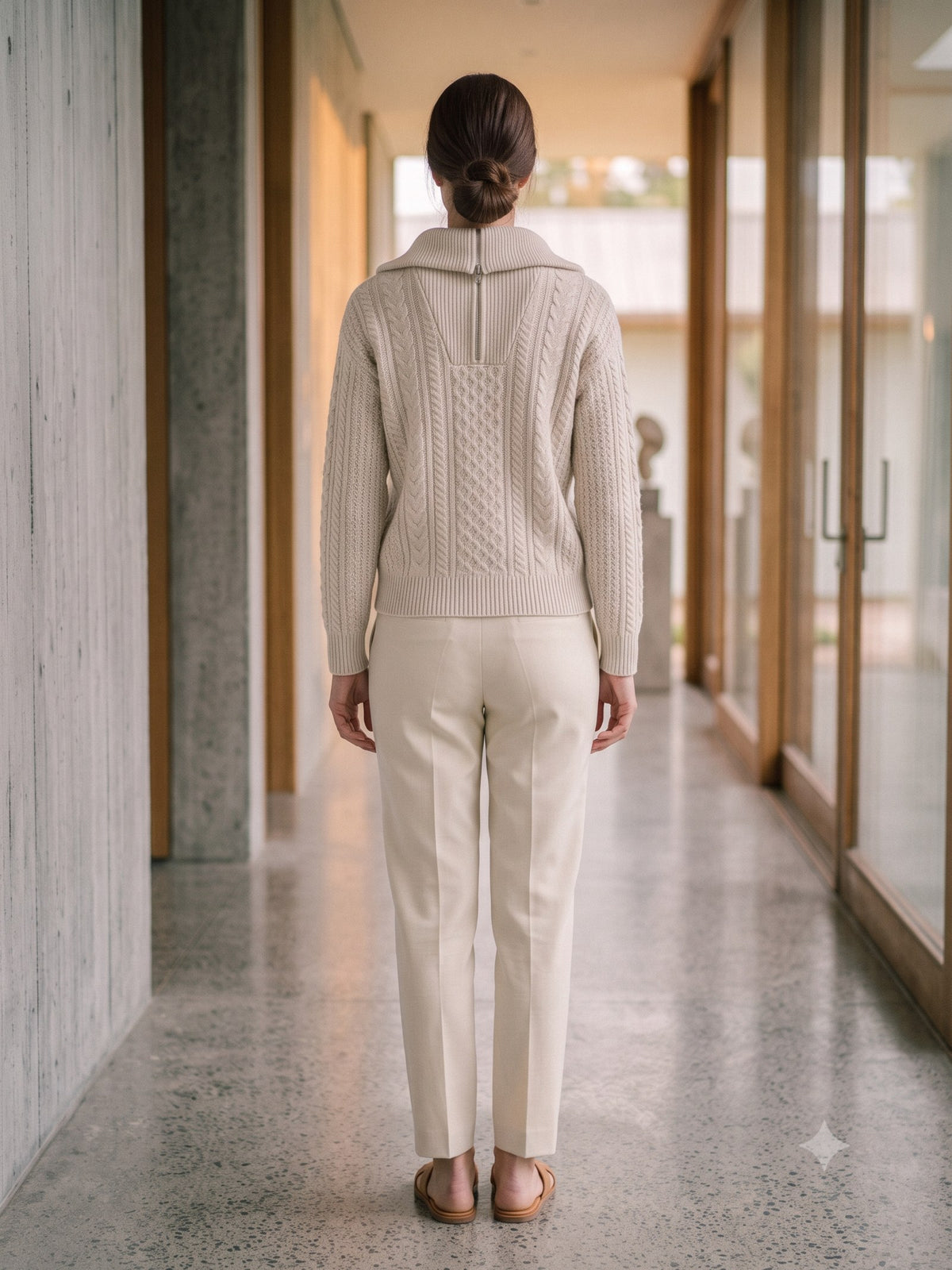 Still Merino Half-Zip Knit in Cloud, back