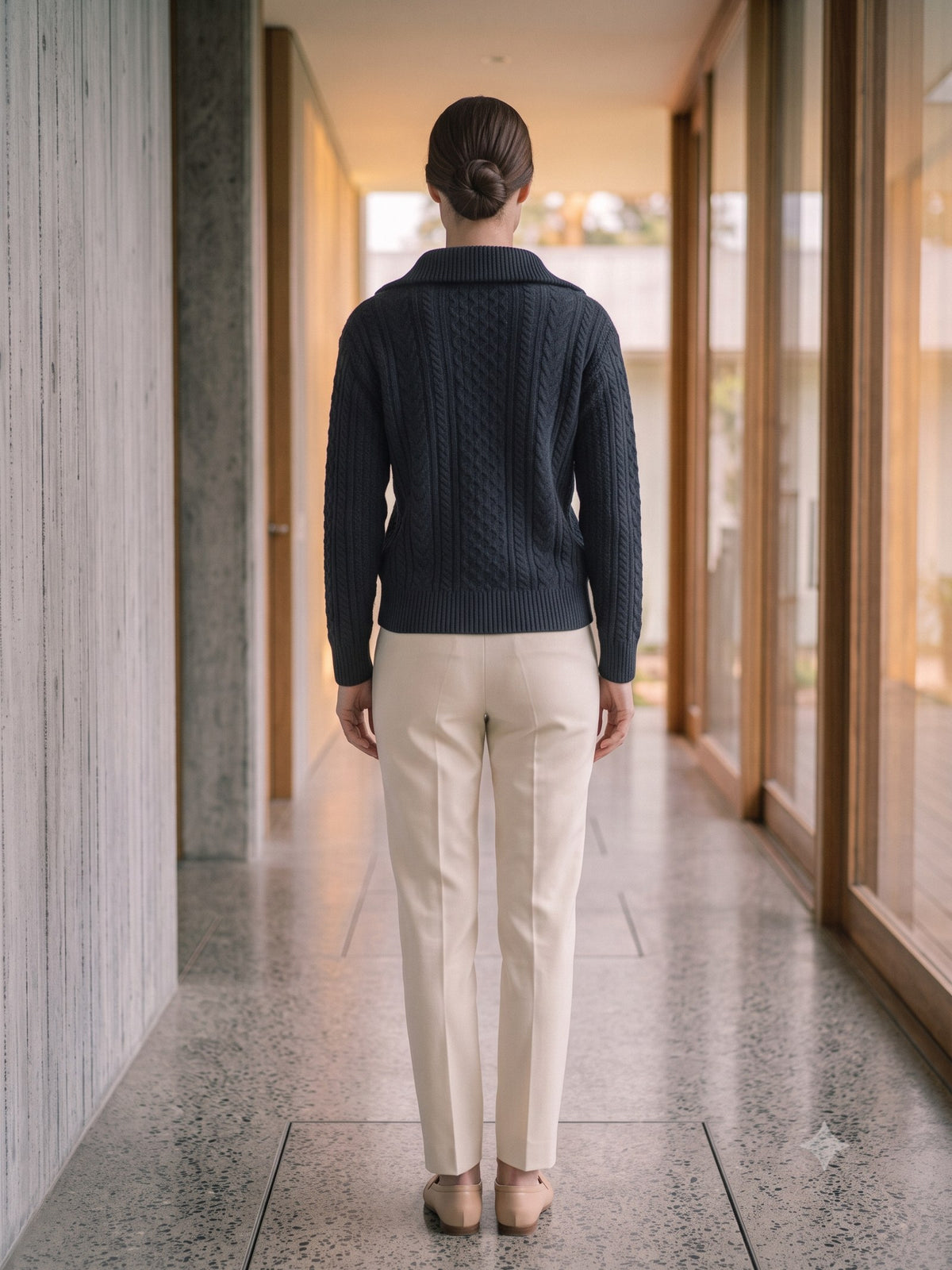 Still Merino Half-Zip Knit in Ink, back
