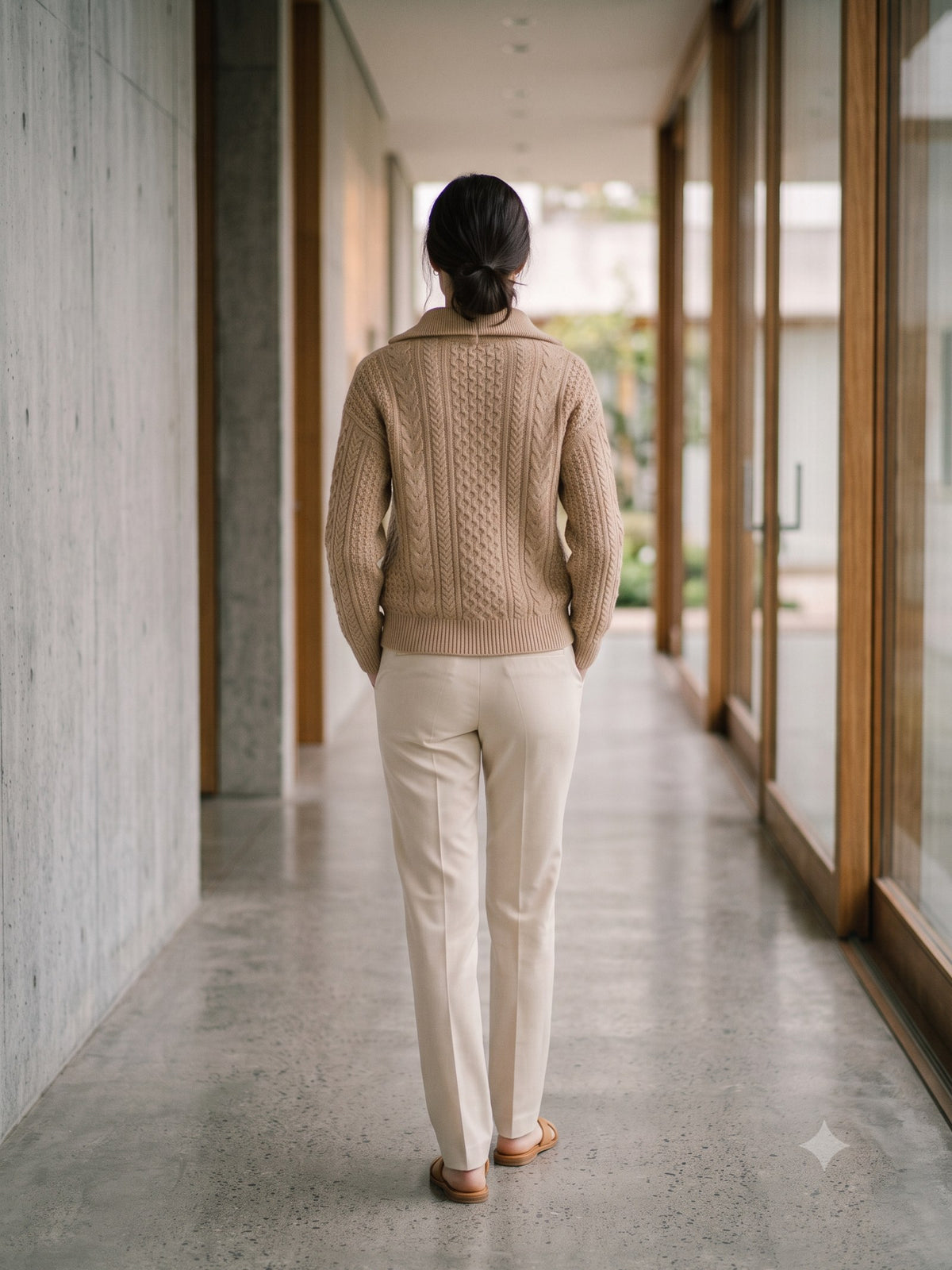 Still Merino Half-Zip Knit in Oat, back