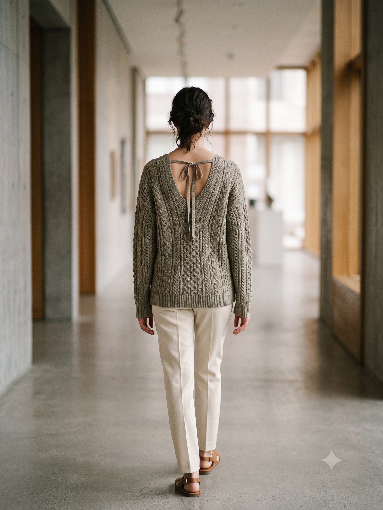 Still Merino Half-Zip Knit in Sage Marl, back