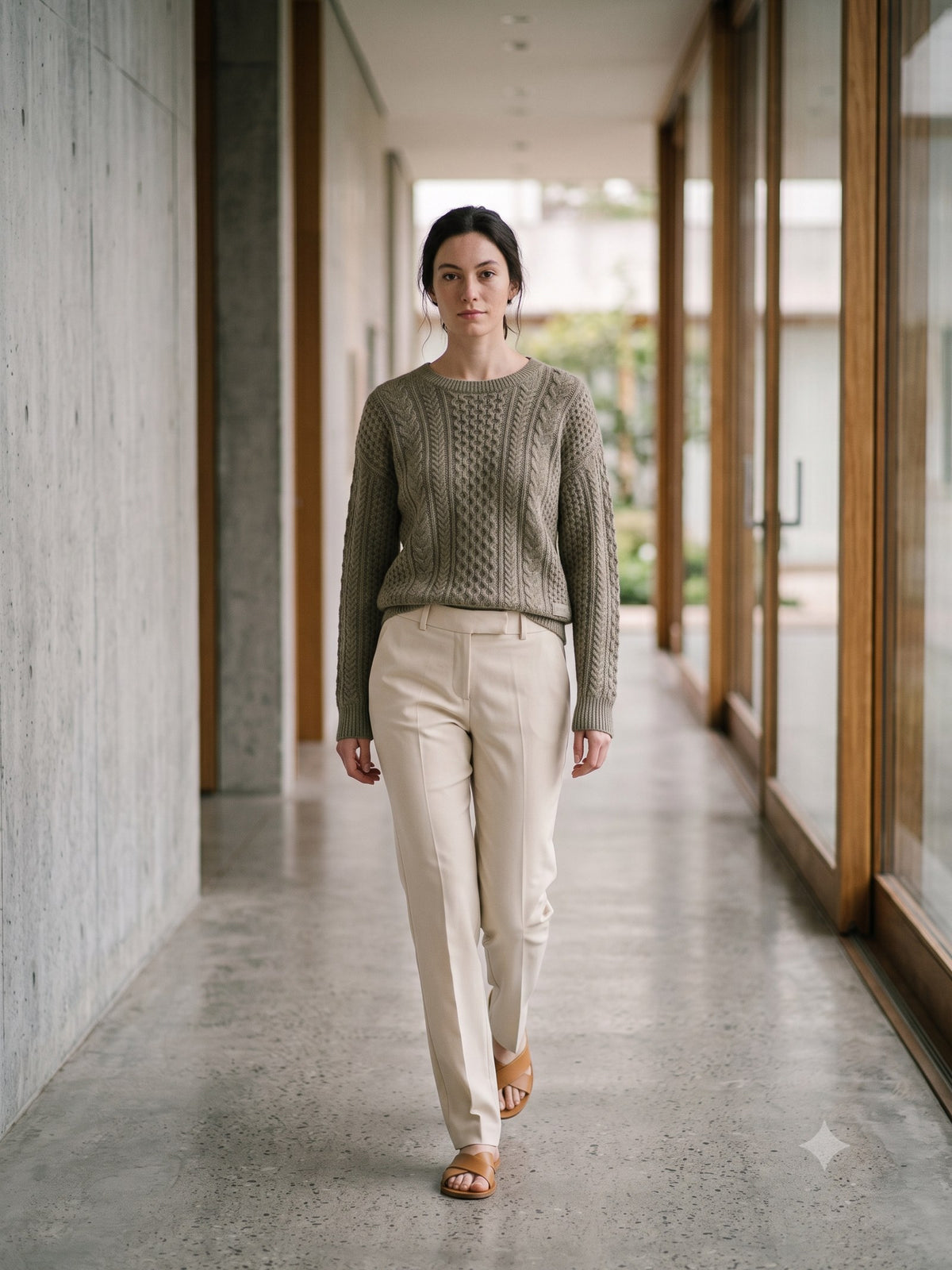 Still Merino Half-Zip Knit in Sage Marl, in motion